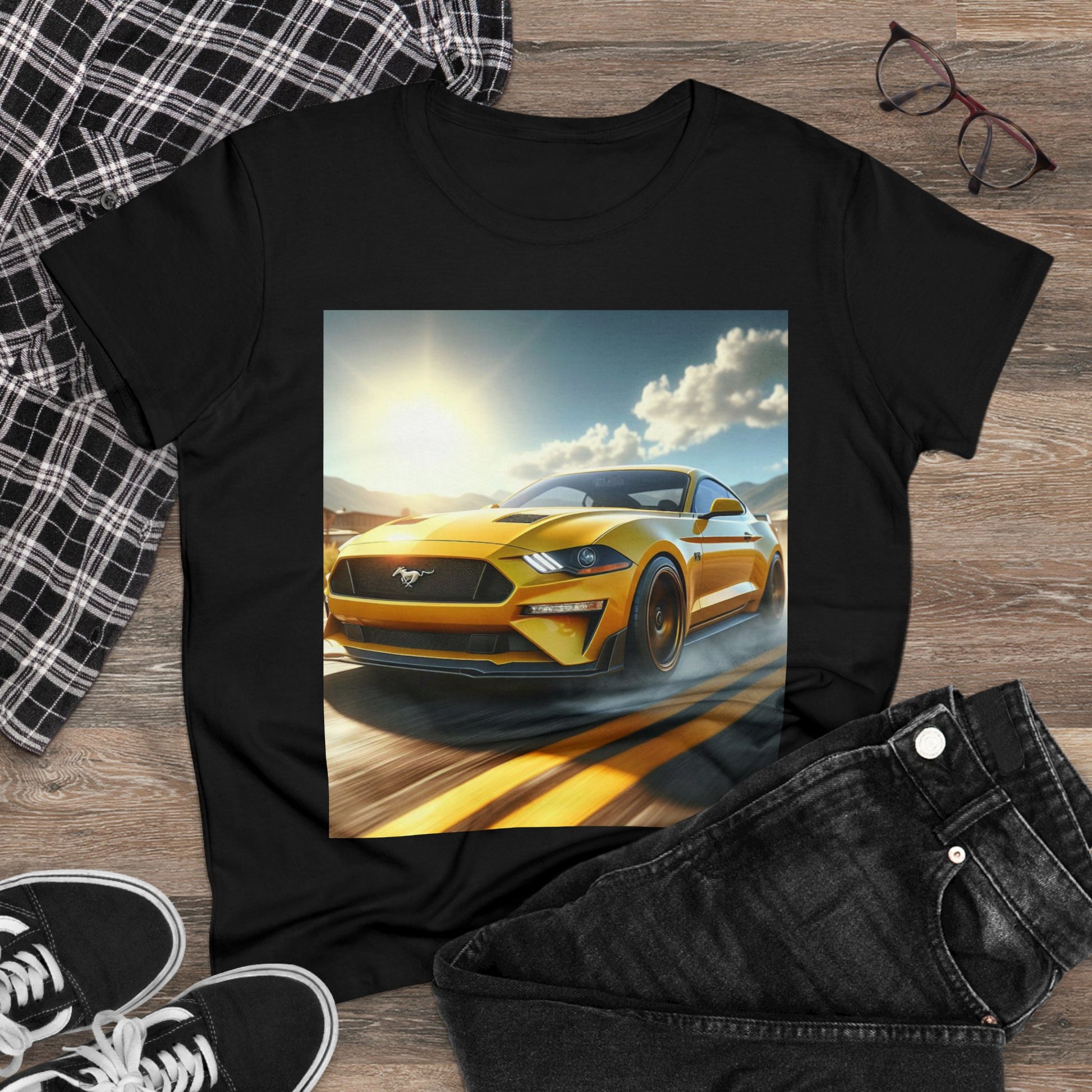 Yellow Mustang T-Shirt T-Shirt Printify