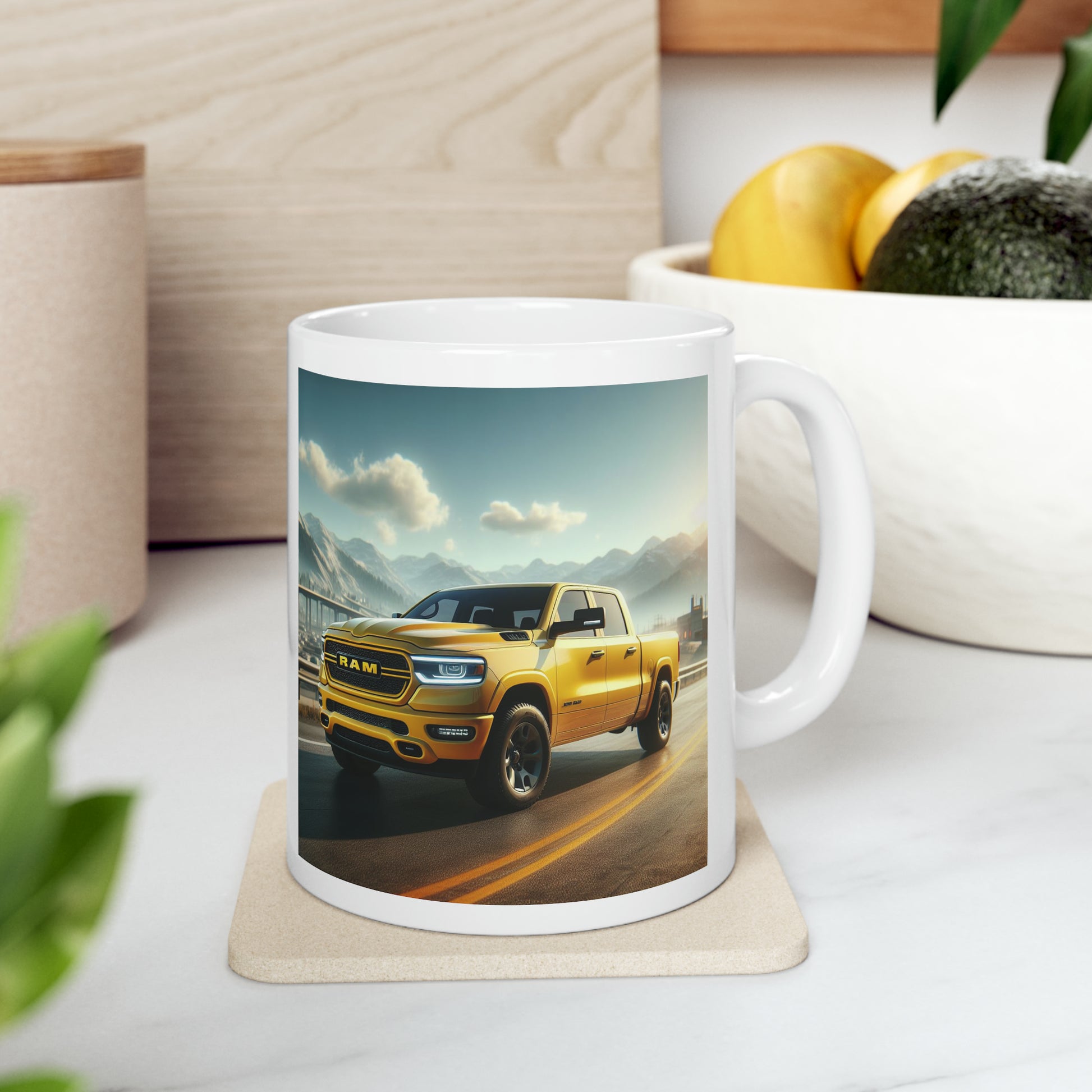 Yellow Dodge Ram Mug Mug Printify