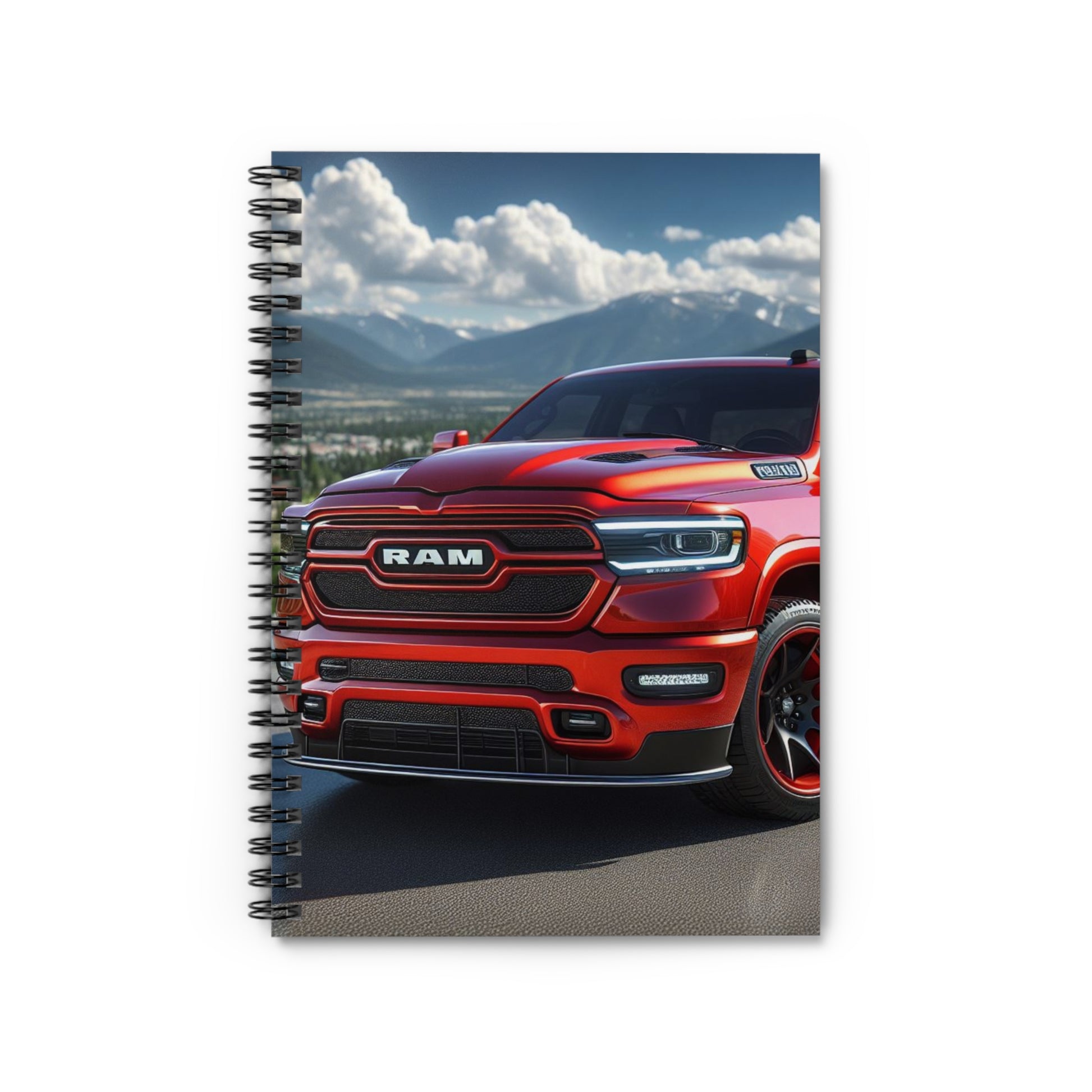 Red Dodge Ram Spiral Notebook Paper products Printify One Size