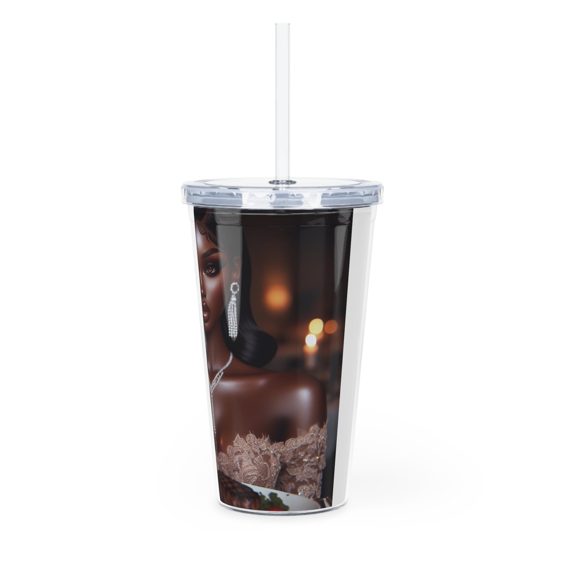 Elegant Meal Tumbler with Straw Mug Printify