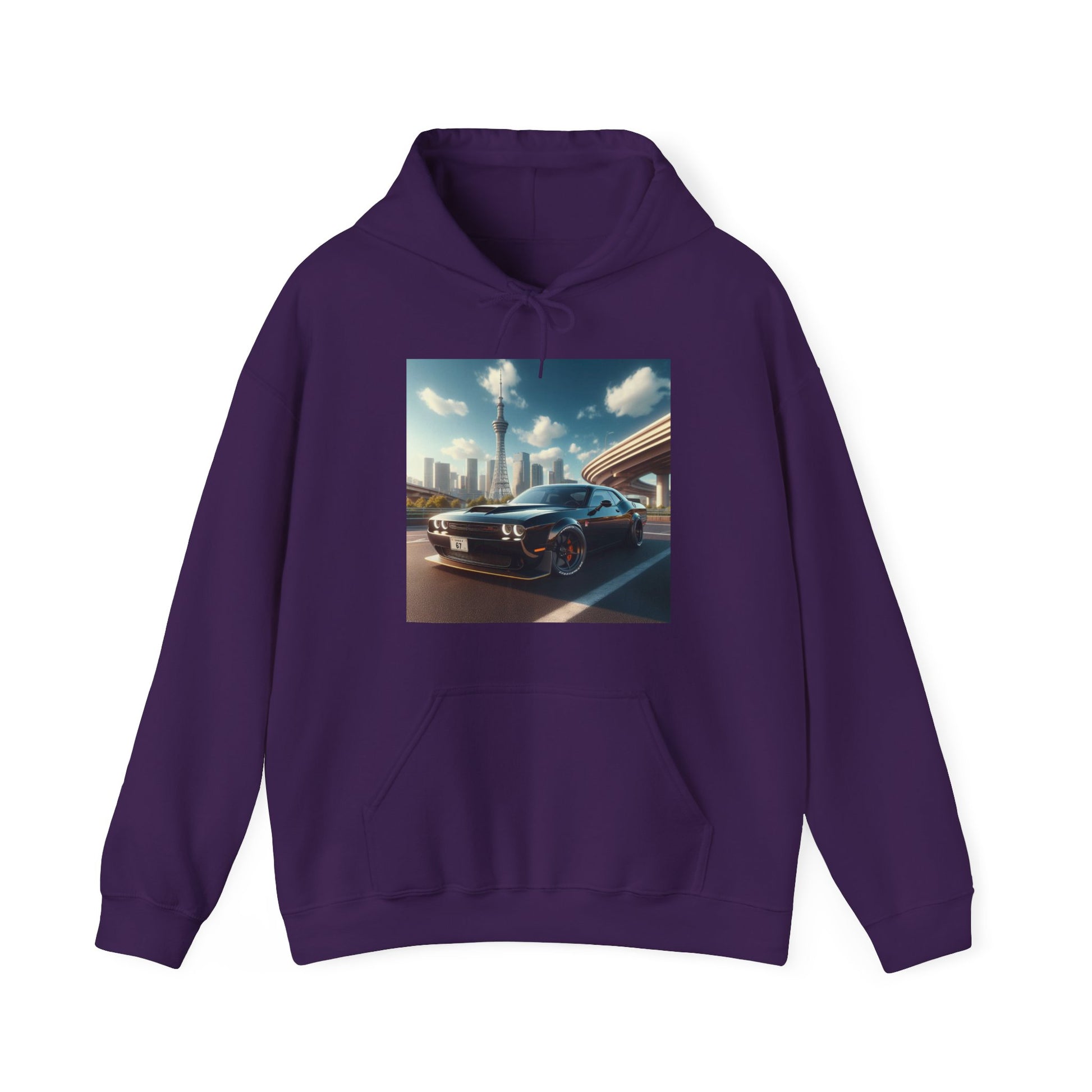 Black Challenger Hoodie Hoodie Printify Purple S