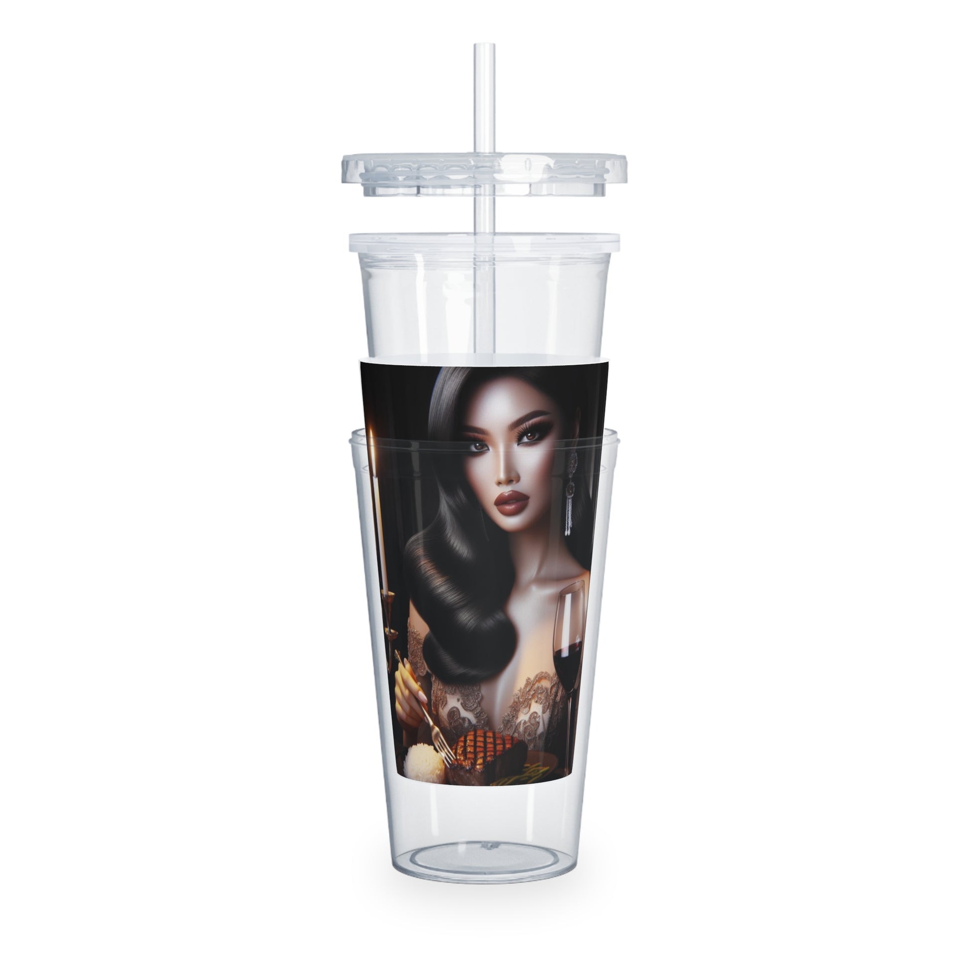 Elegant Meal Tumbler with Straw Mug Printify
