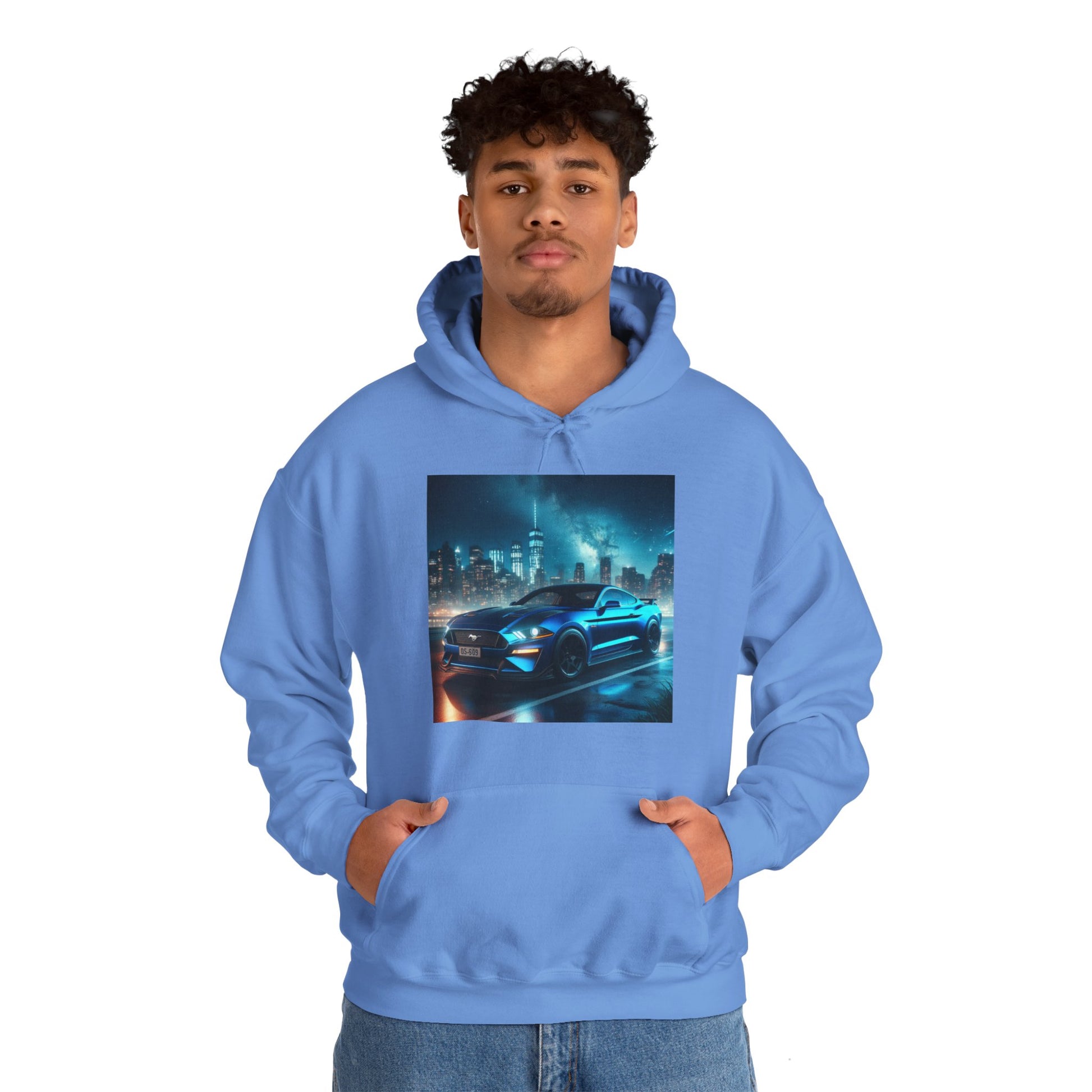 Blue Mustang Hoodie Hoodie Printify