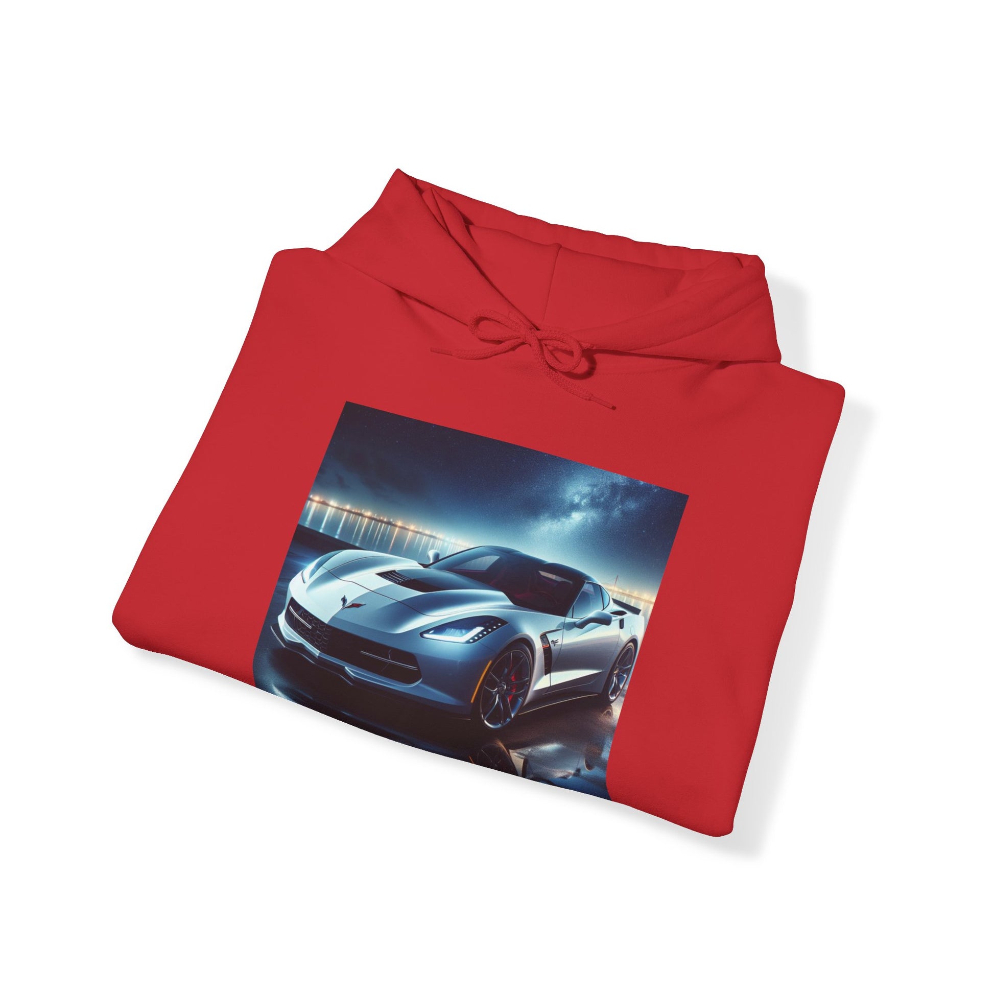 White Corvette Hoodie Hoodie Printify