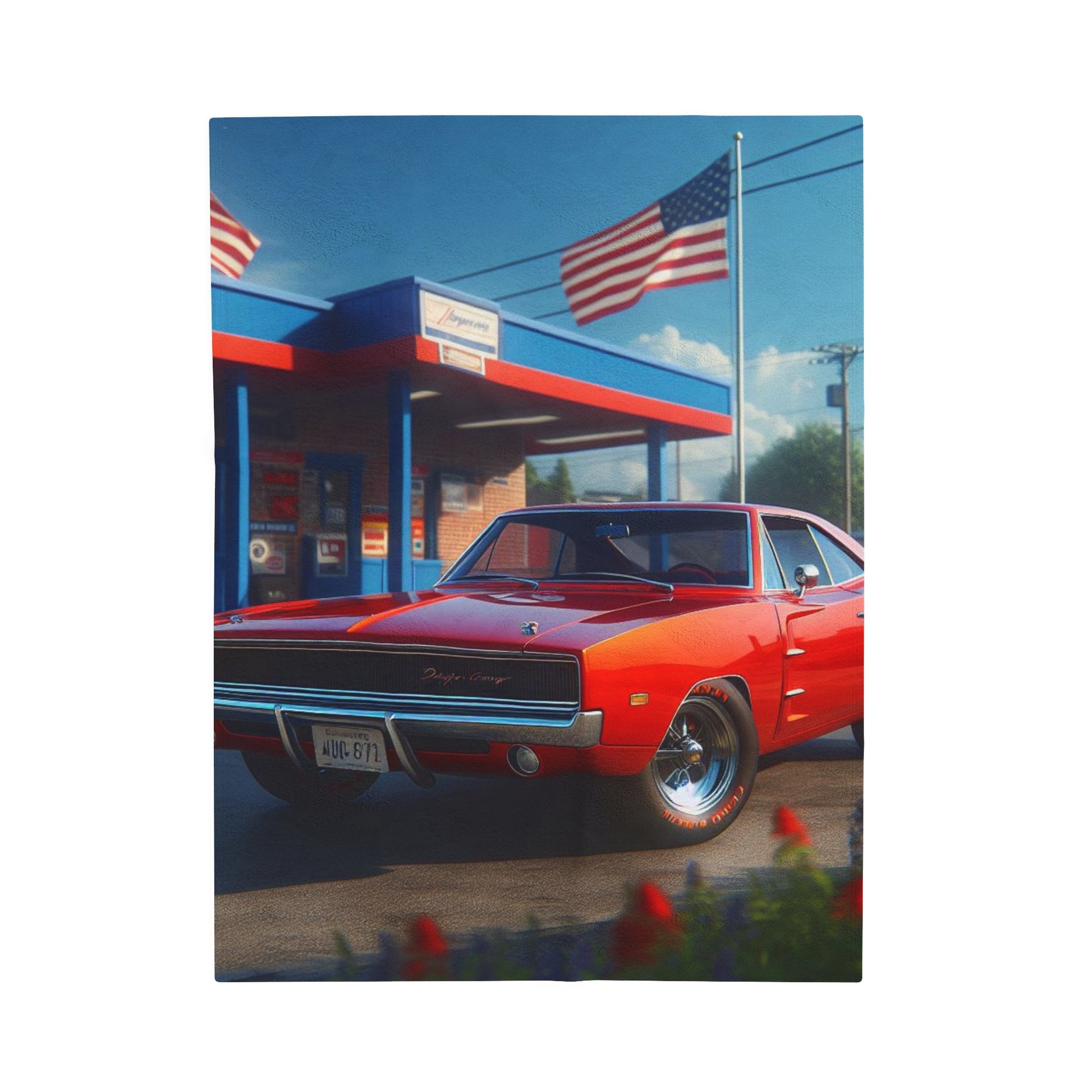 1970 Red Dodge Charger Plush Blanket All Over Prints Printify 30" × 40"