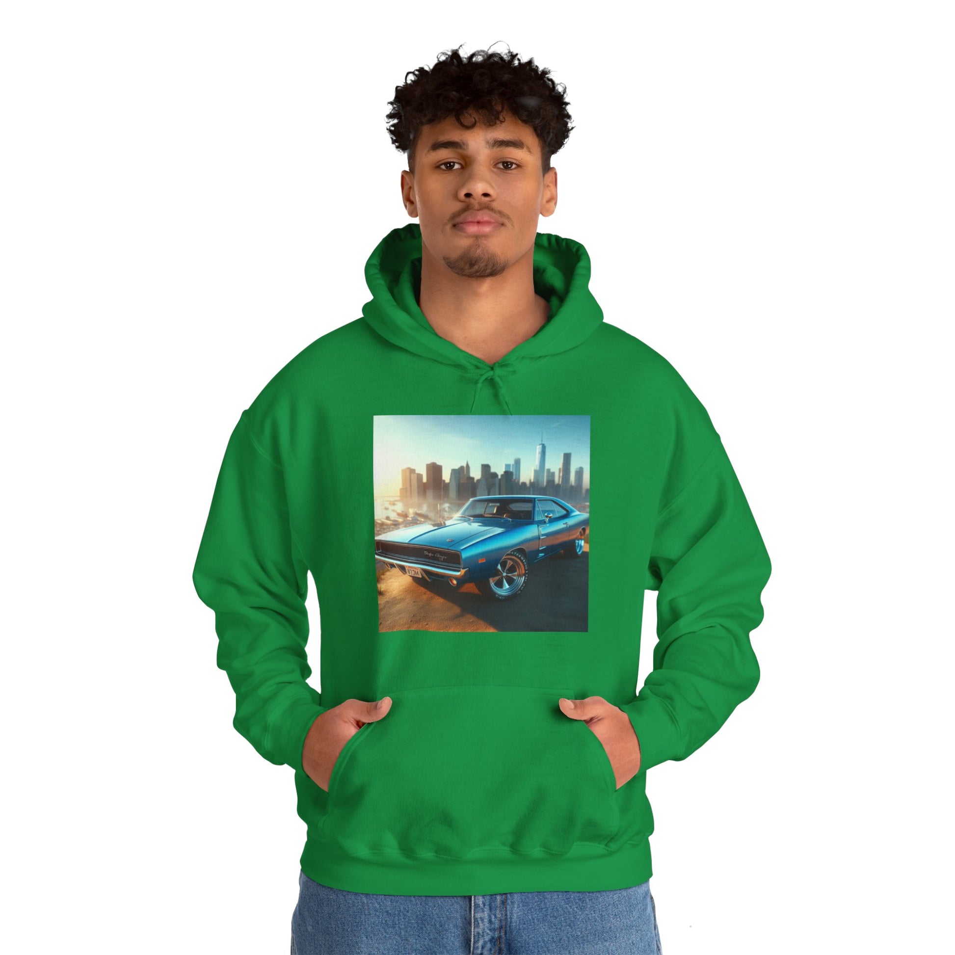 1970 Blue Dodge Charger Hoodie Hoodie Printify