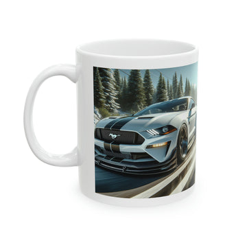 White Mustang Mug Mug Printify 11oz