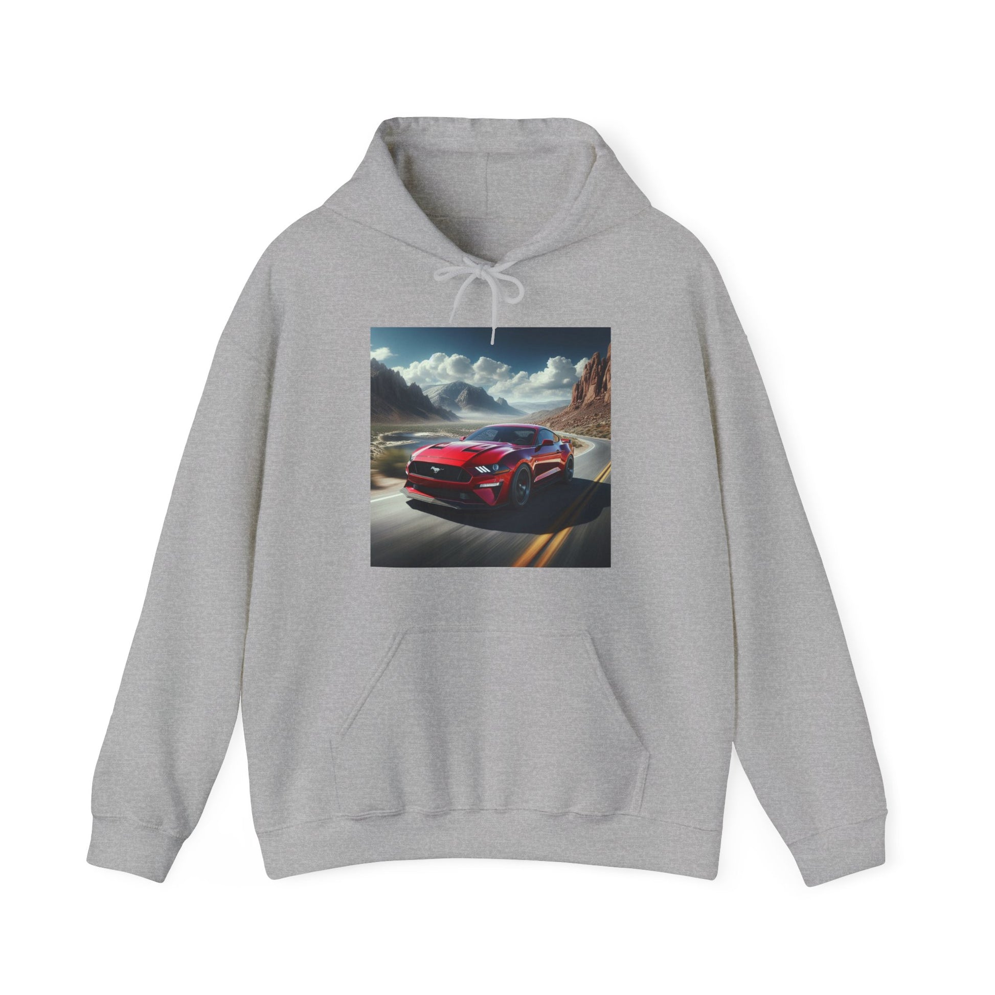 Red Mustang Hoodie Hoodie Printify Sport Grey S