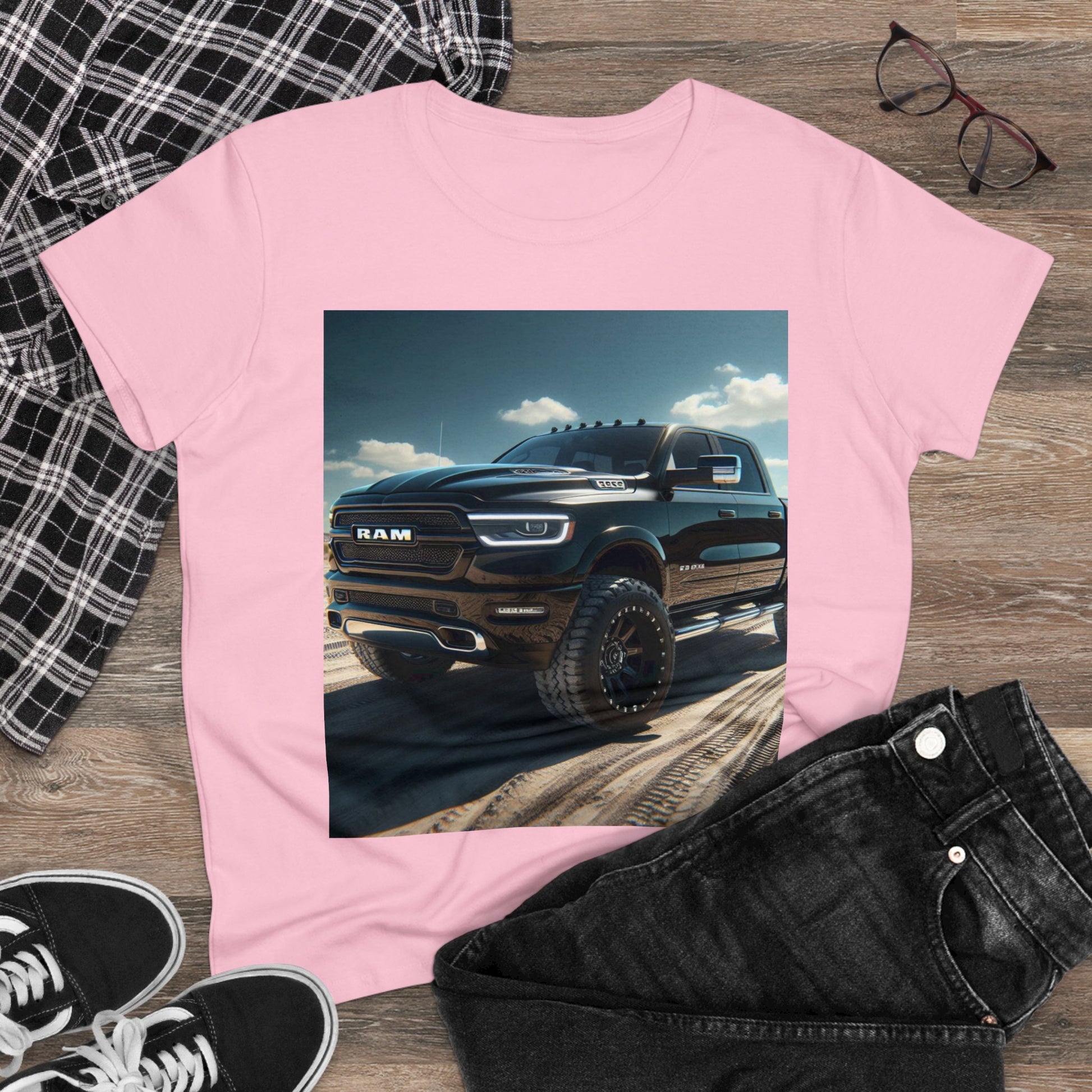 Black Dodge Ram T-Shirt T-Shirt Printify