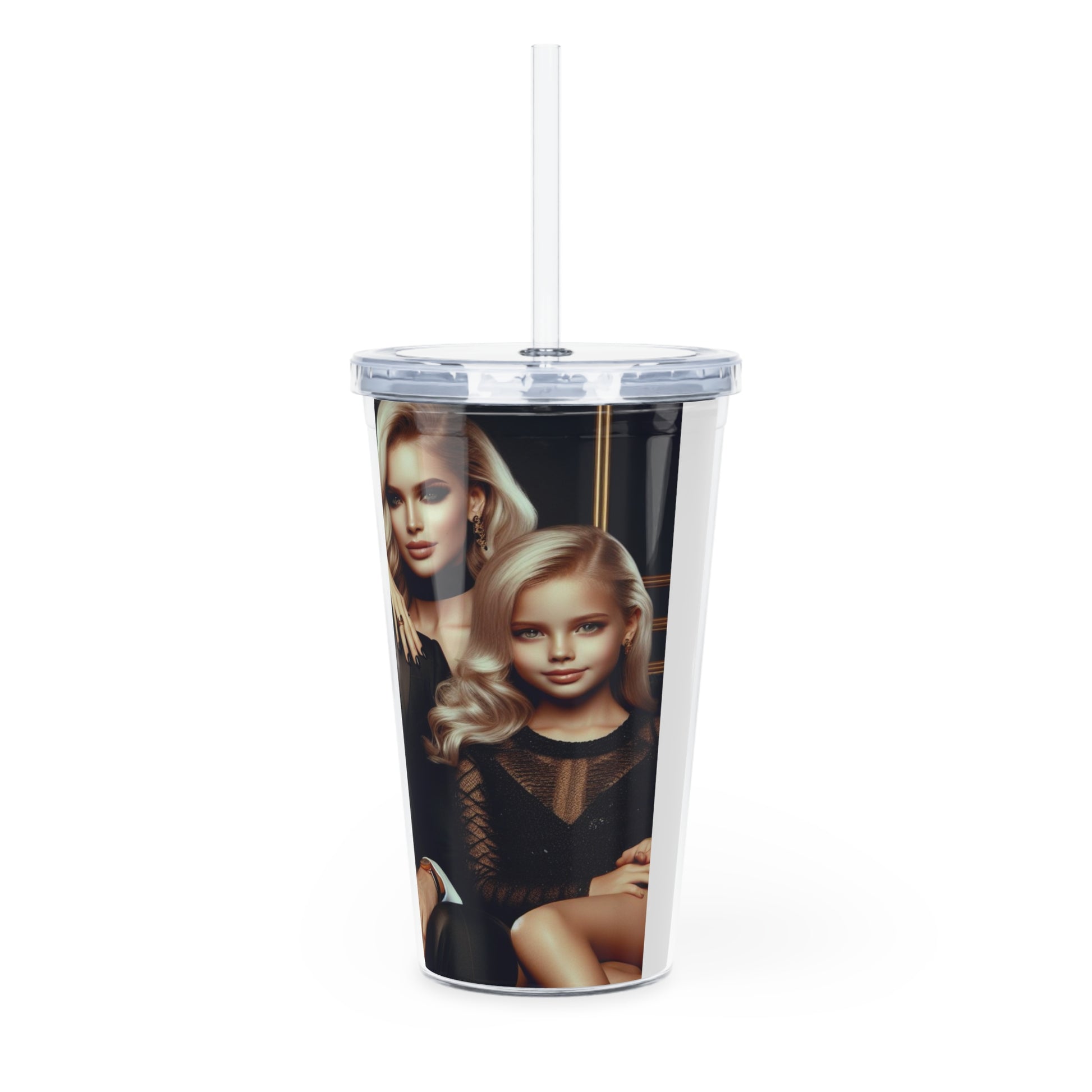 Family Portrait Tumbler with Straw Mug Printify