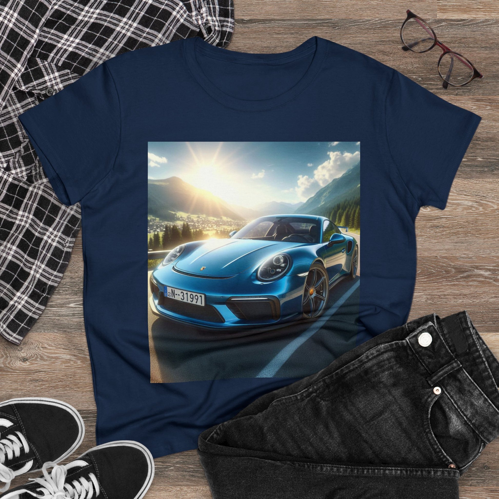 Blue Porsche T-Shirt T-Shirt Printify