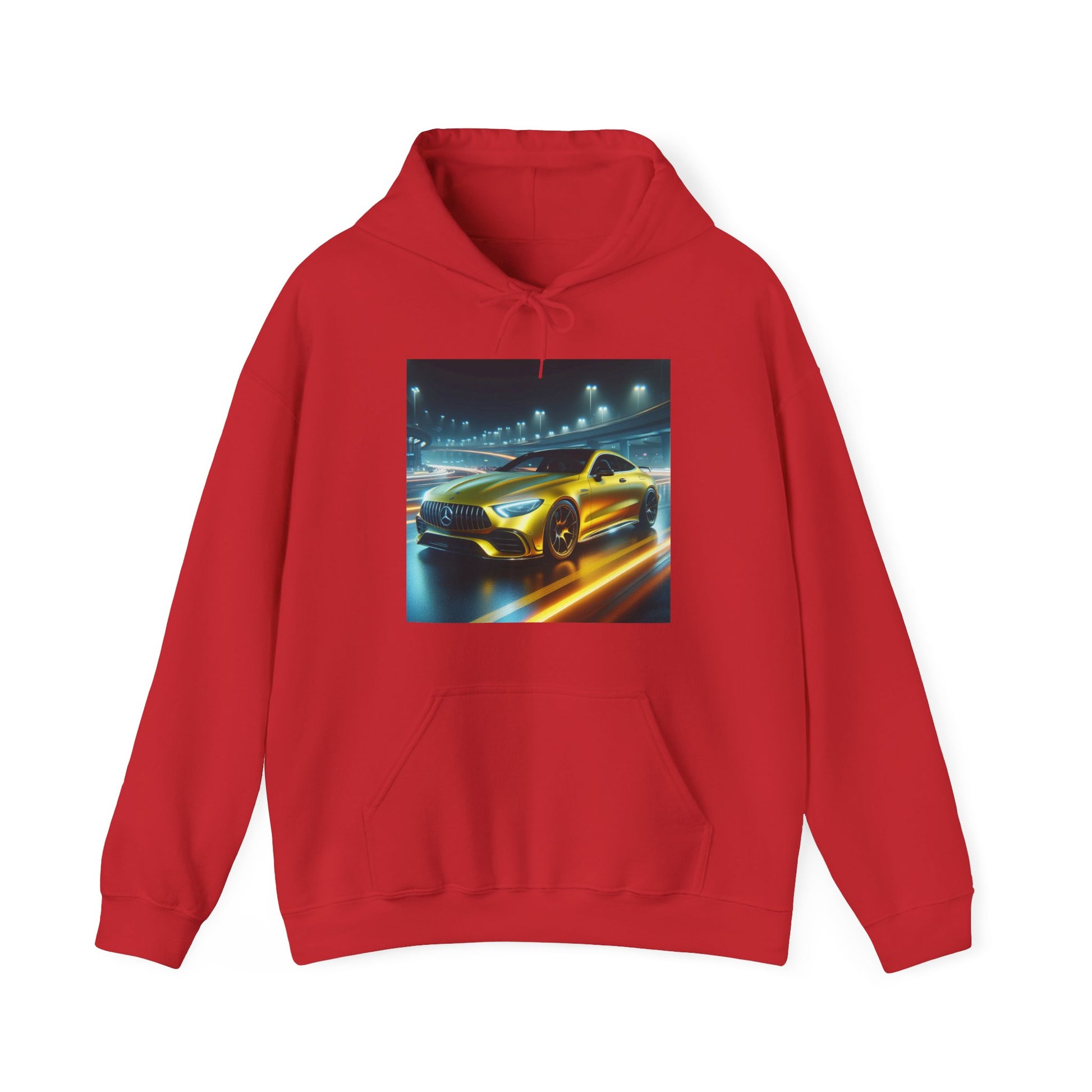Yellow Mercedes Hoodie Hoodie Printify Red S