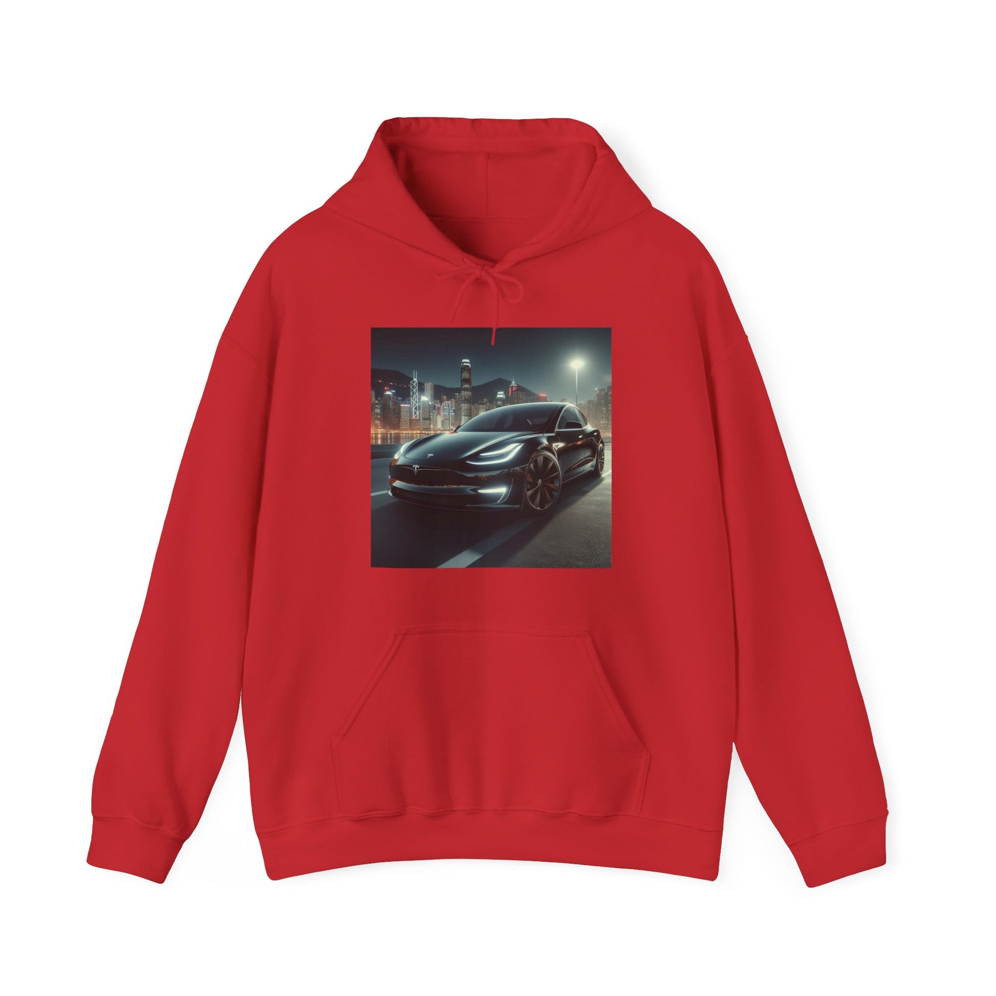 Black Tesla Hoodie Hoodie Printify Red S