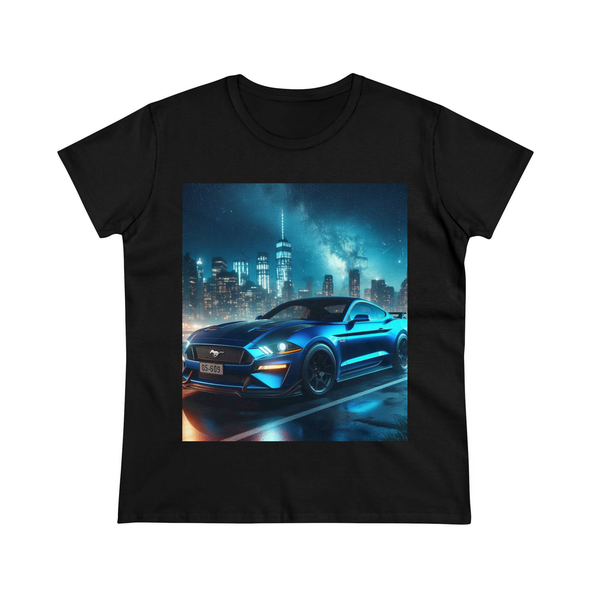 Blue Mustang T-Shirt T-Shirt Printify Black S