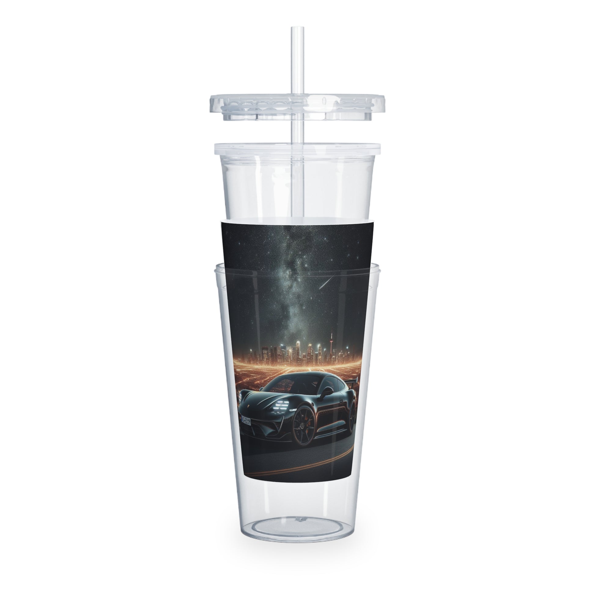 Black Porsche Tumbler with Straw Mug Printify