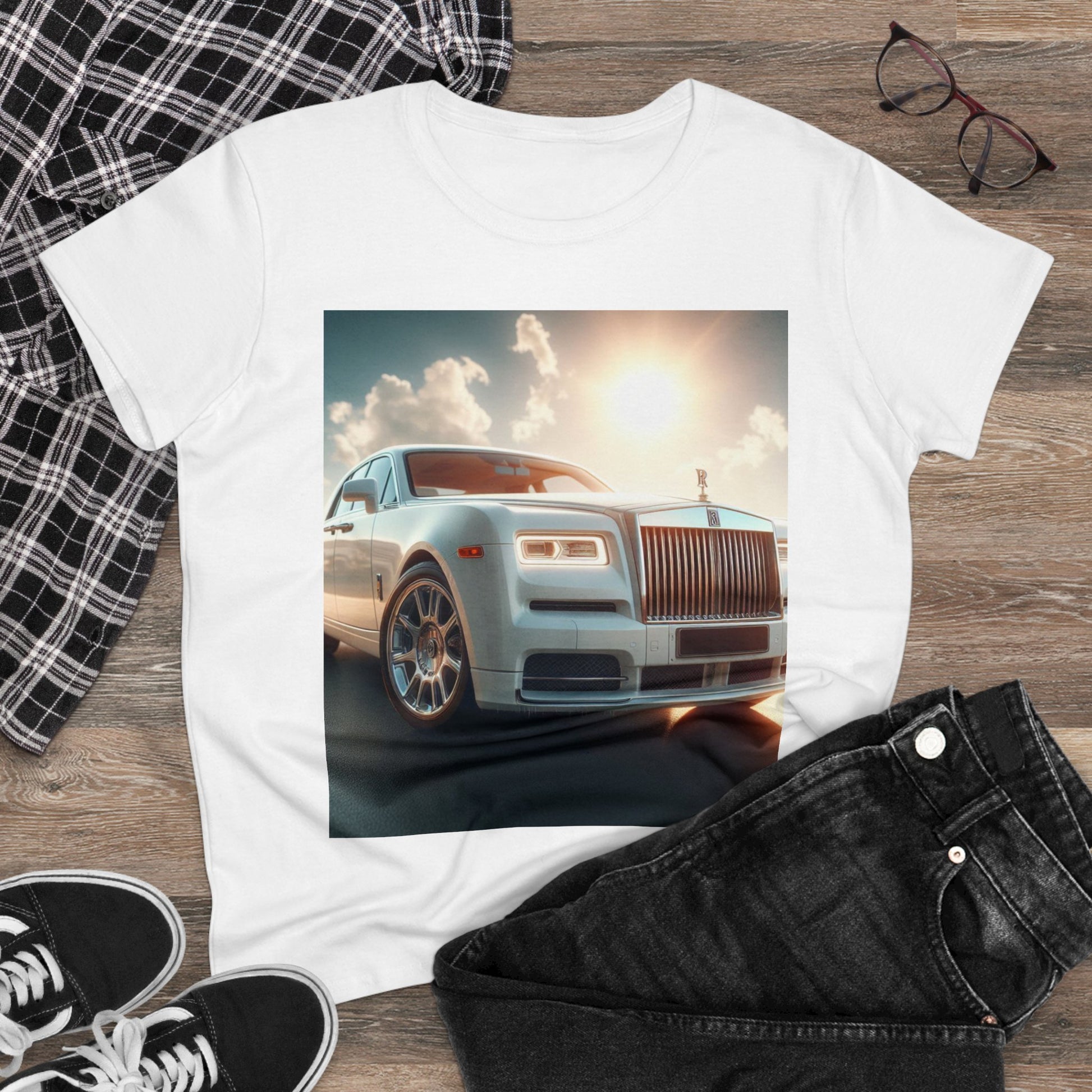 White Rolls Royce T-Shirt T-Shirt Printify