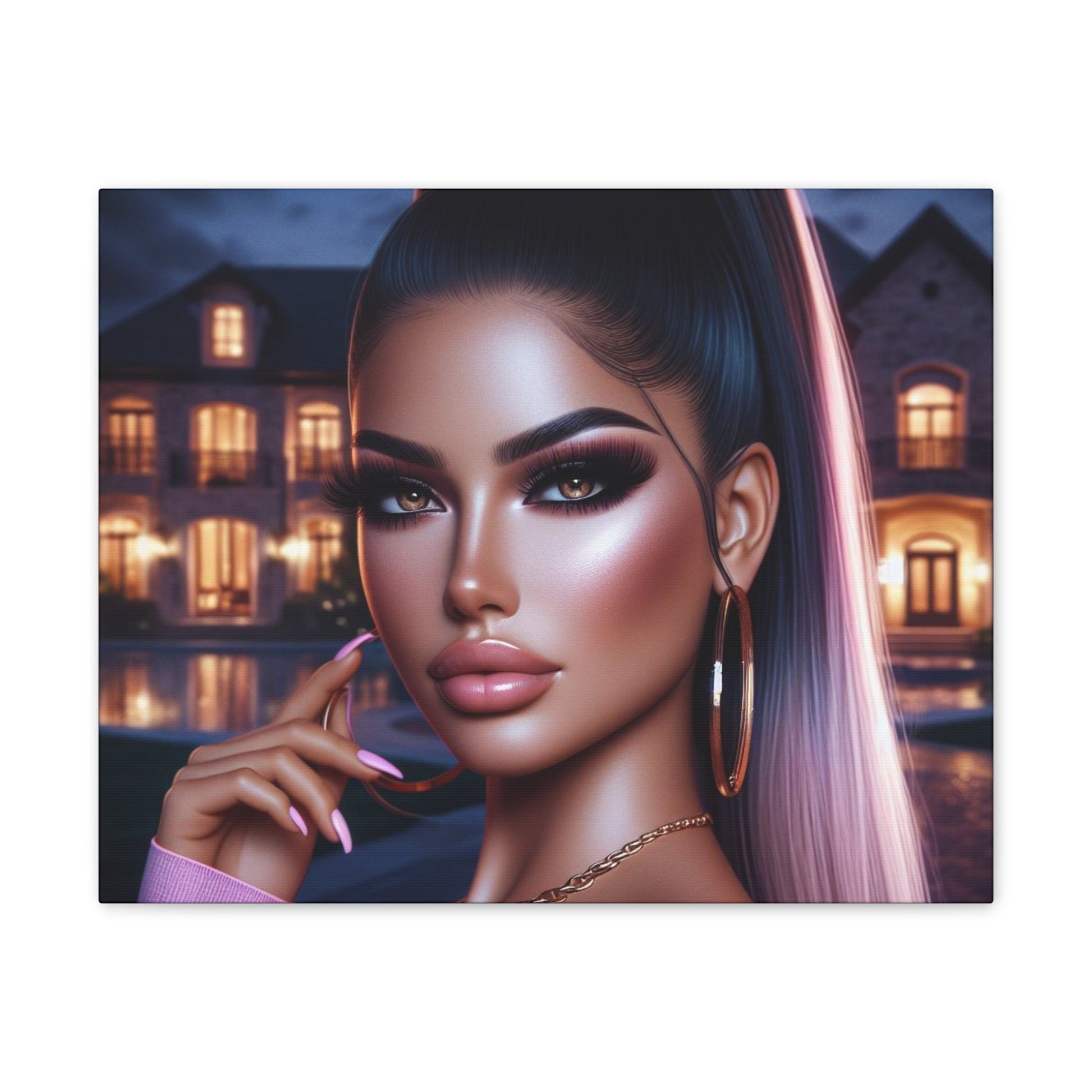 Pink at Night Canvas Canvas Printify