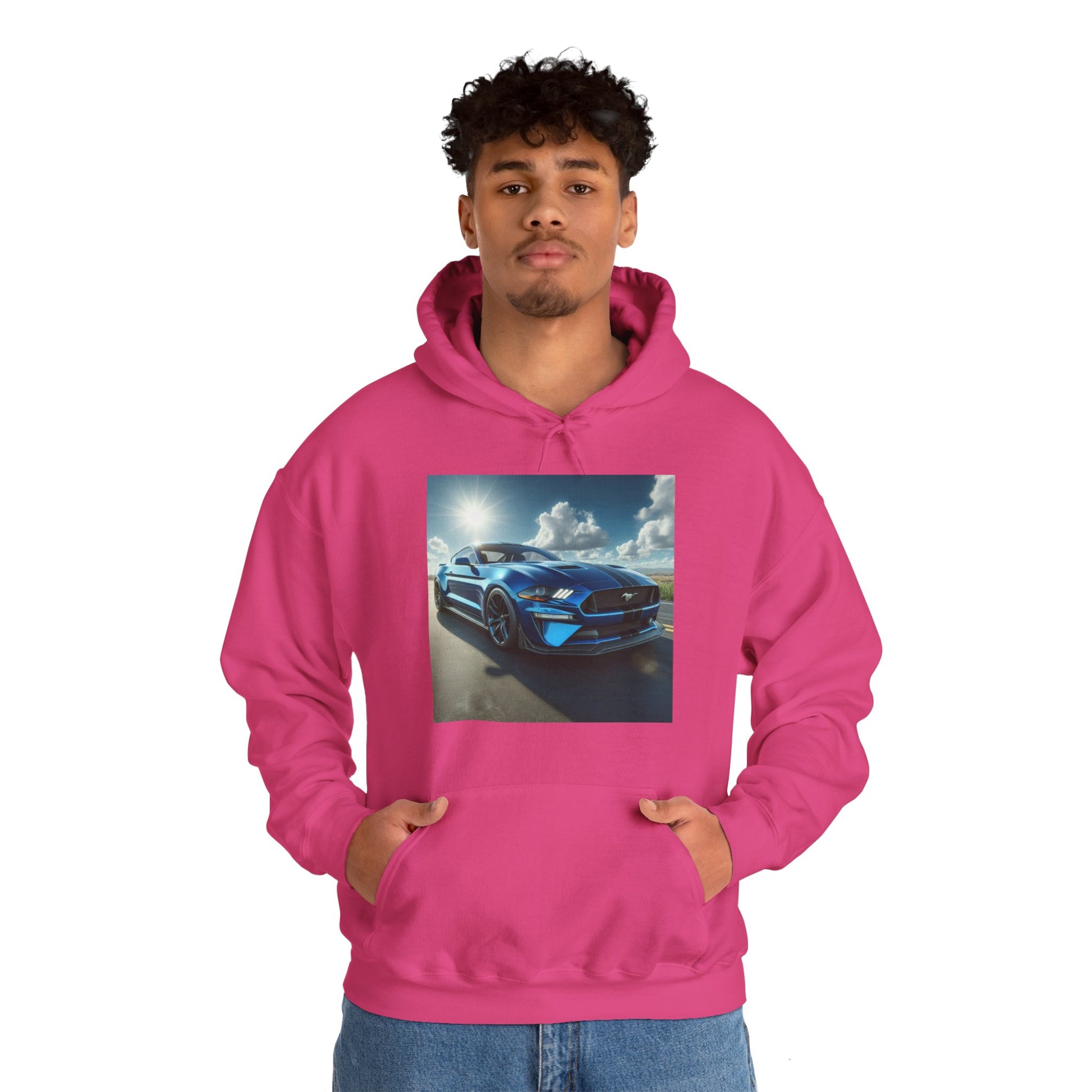 Blue Mustang Hoodie Hoodie Printify