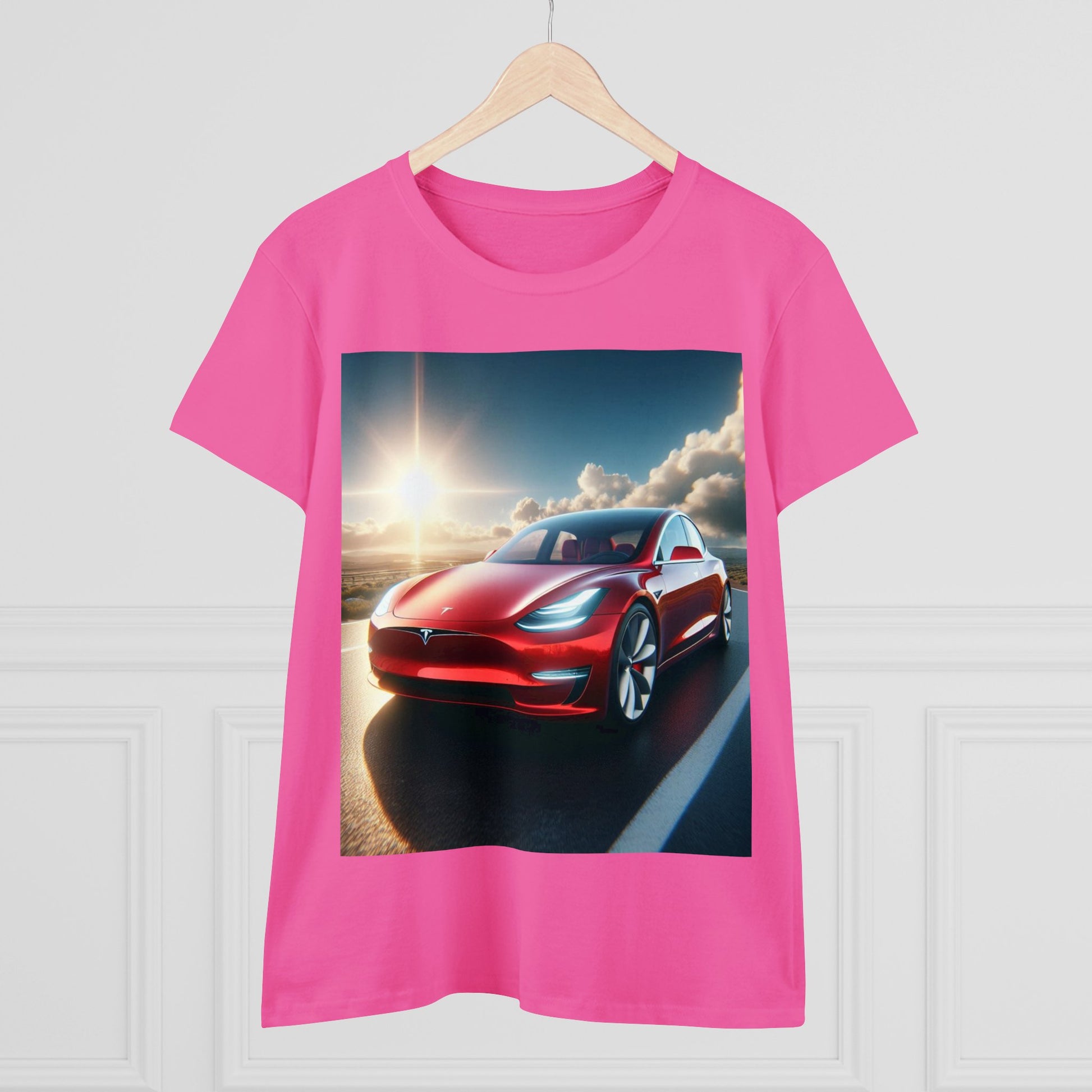 Red Tesla T-Shirt T-Shirt Printify
