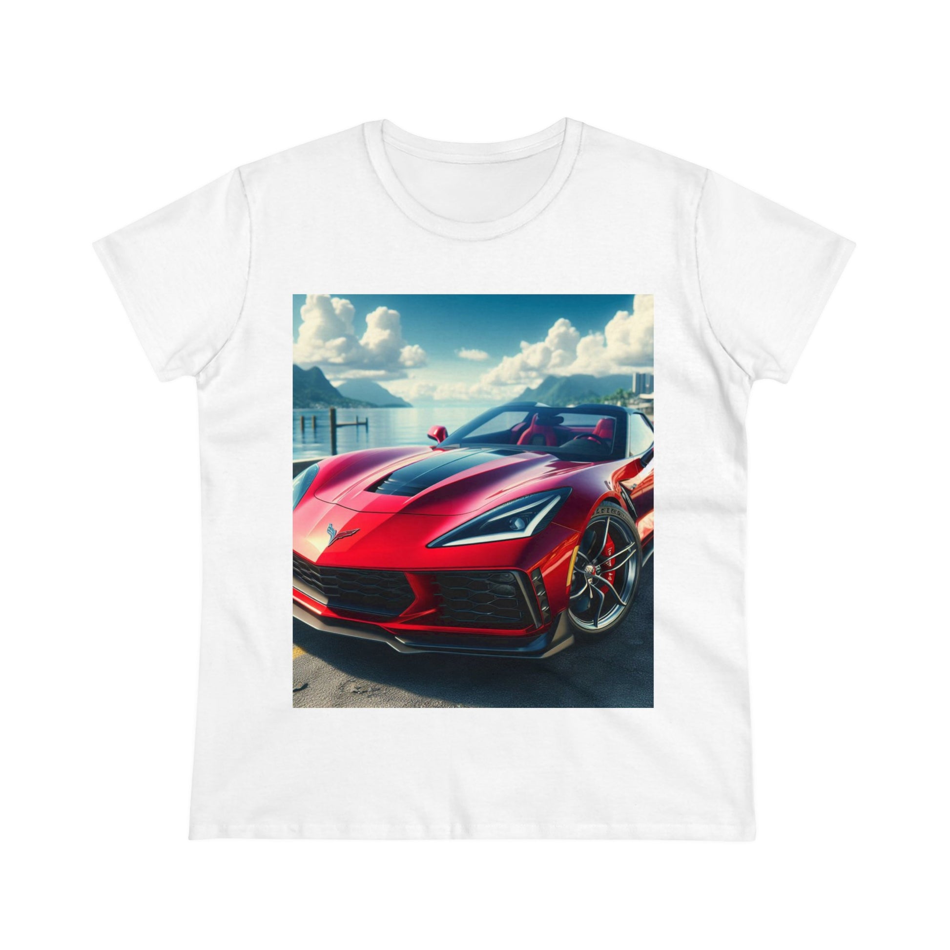 Red Corvette T-Shirt T-Shirt Printify White S
