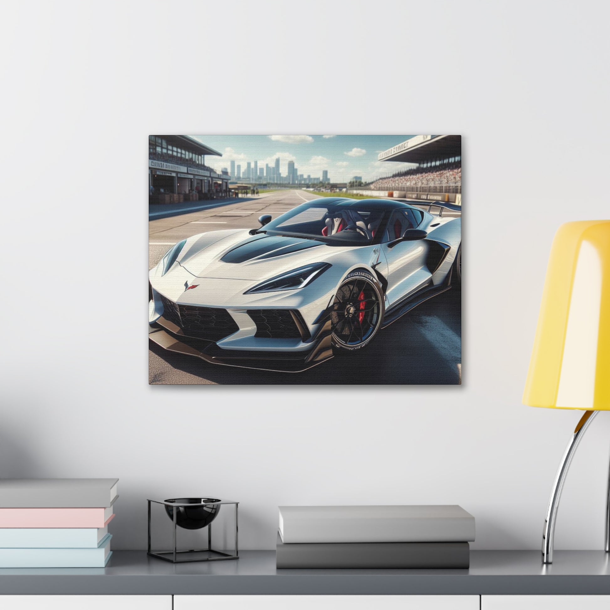 White Corvette Canvas Canvas Printify 20″ x 16″ (Horizontal) 0.75''