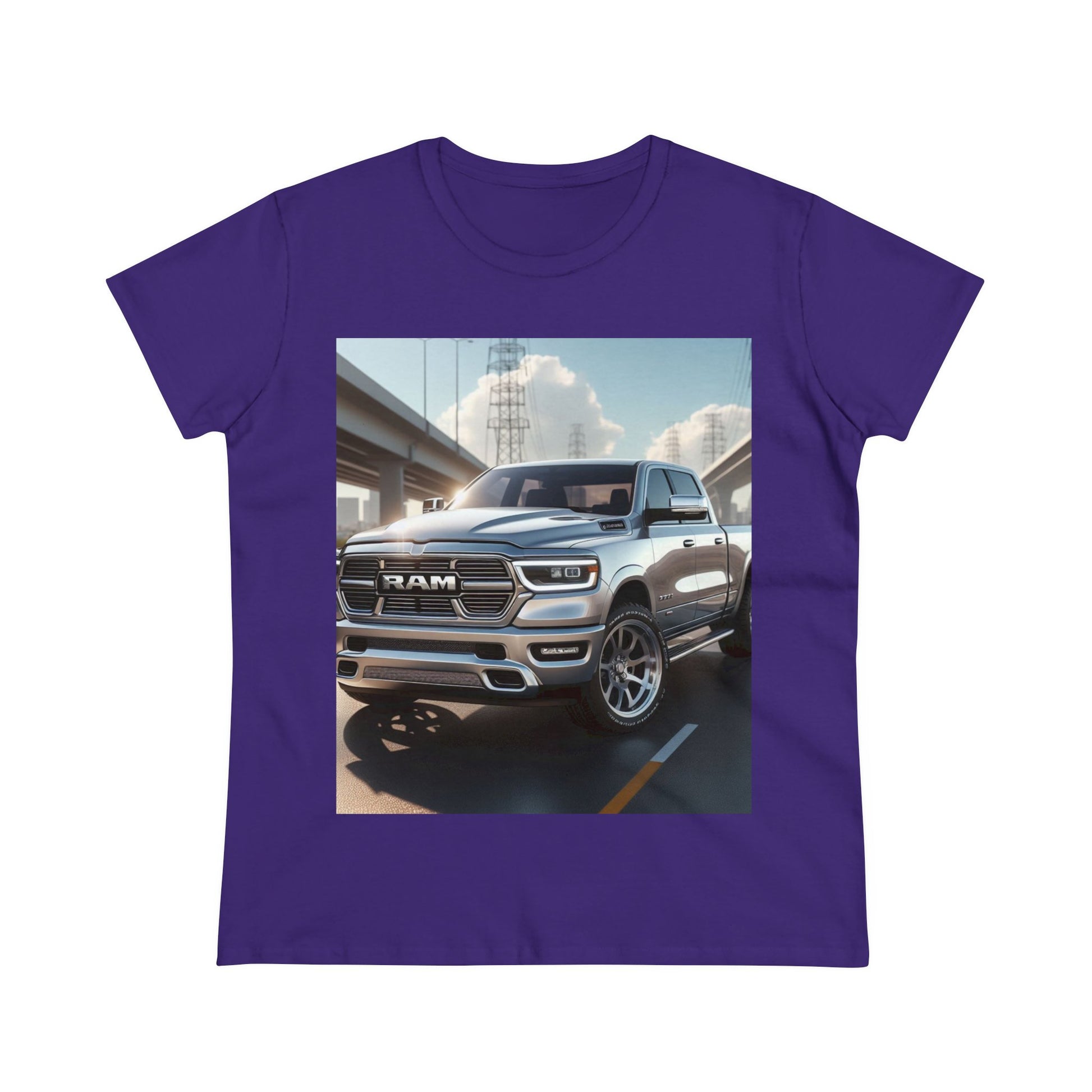 Silver Dodge Ram T-Shirt T-Shirt Printify Purple S
