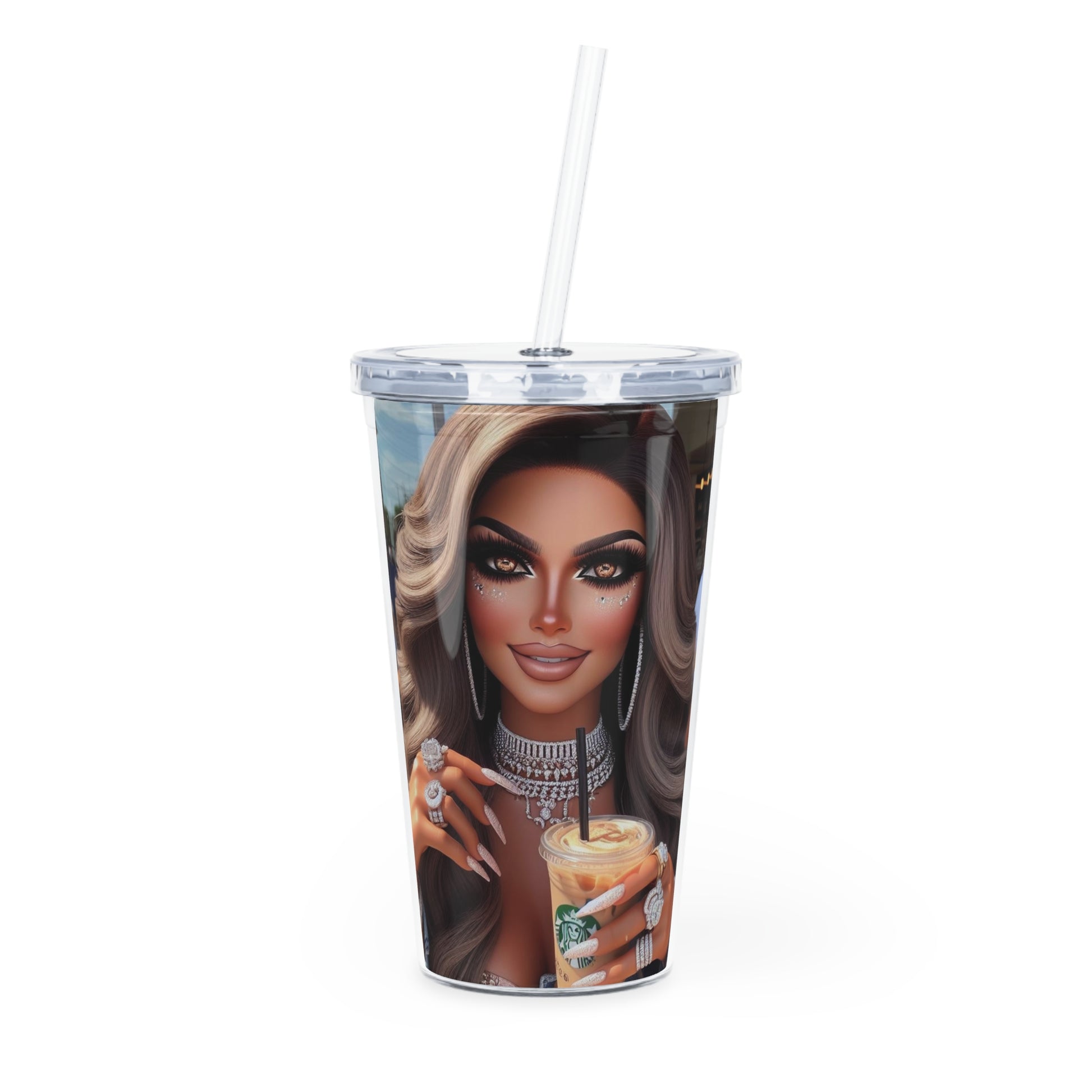 Coffee Beauty Tumbler with Straw Mug Printify 20oz Transparent