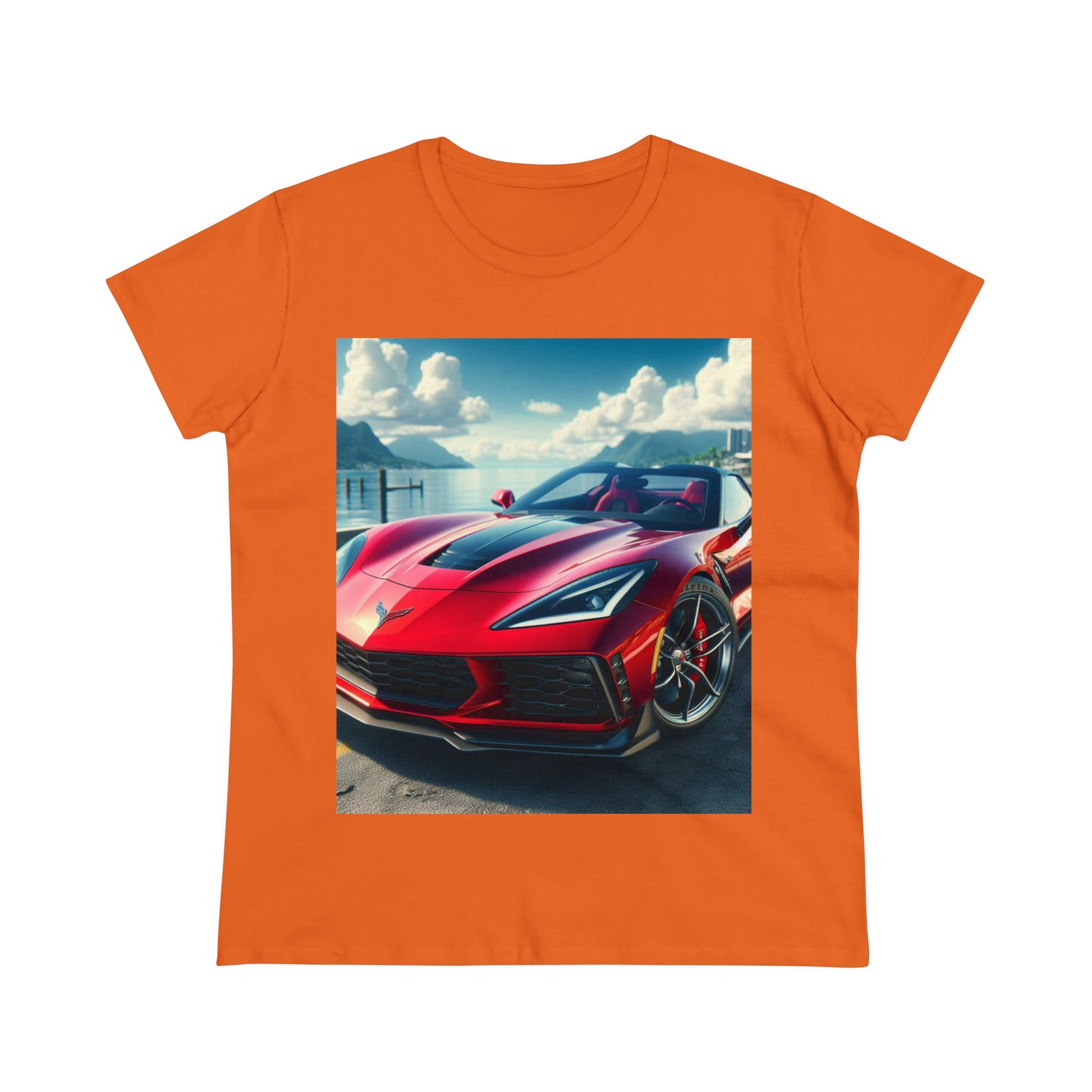 Red Corvette T-Shirt T-Shirt Printify Orange S