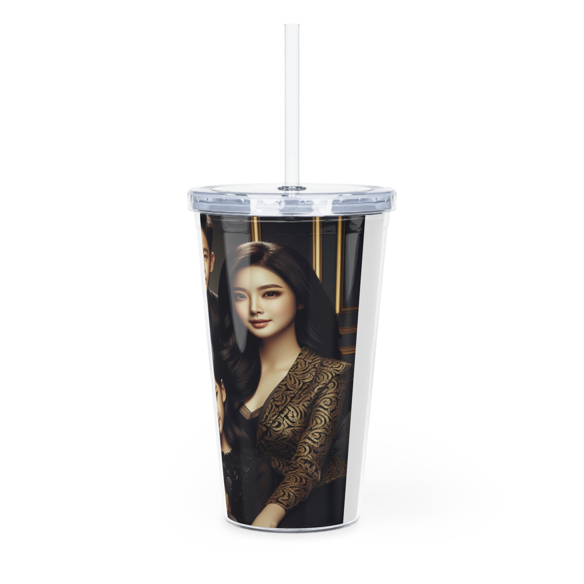 Family Portrait Tumbler with Straw Mug Printify