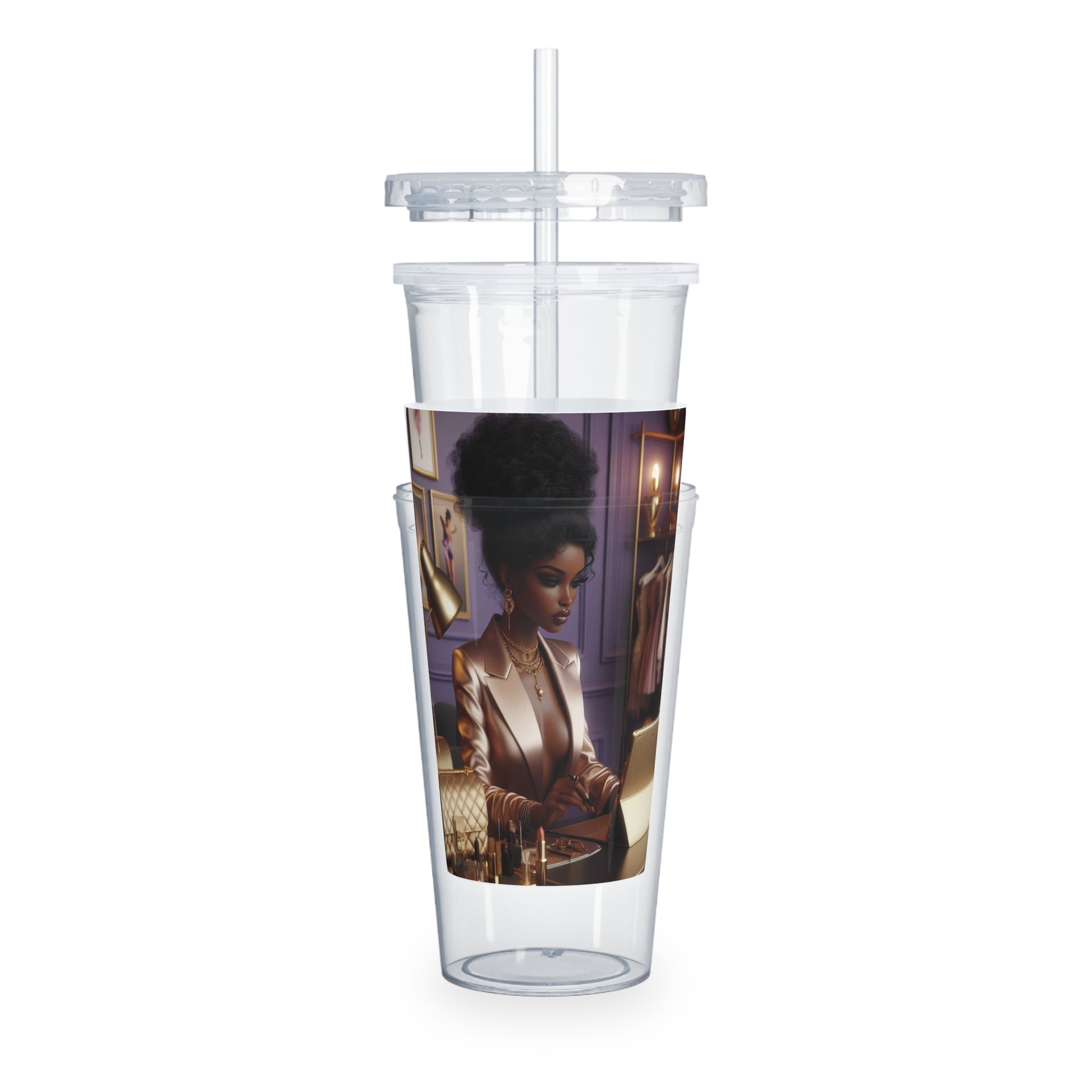 Fashion and Beauty Tumbler with Straw Mug Printify
