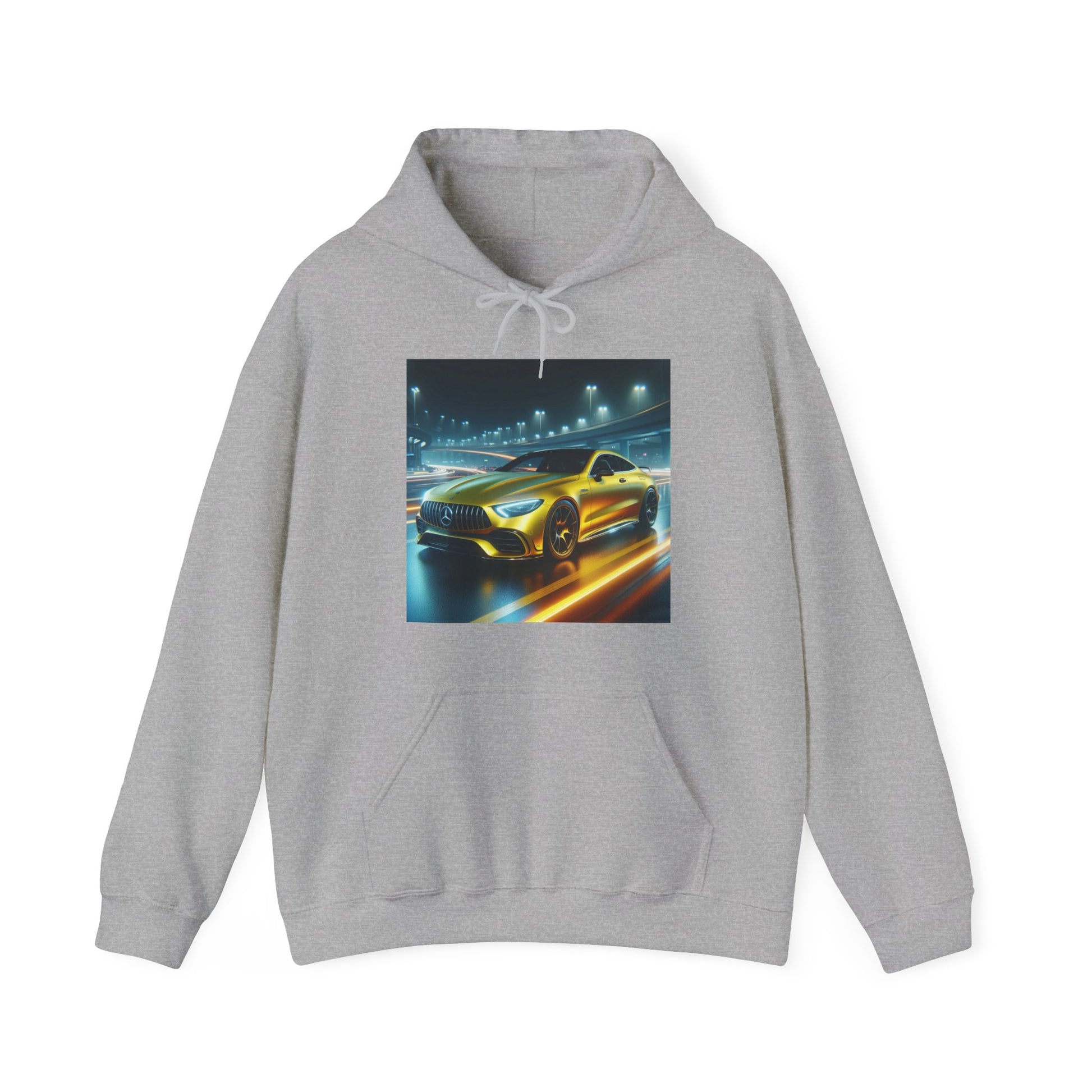 Yellow Mercedes Hoodie Hoodie Printify Sport Grey S