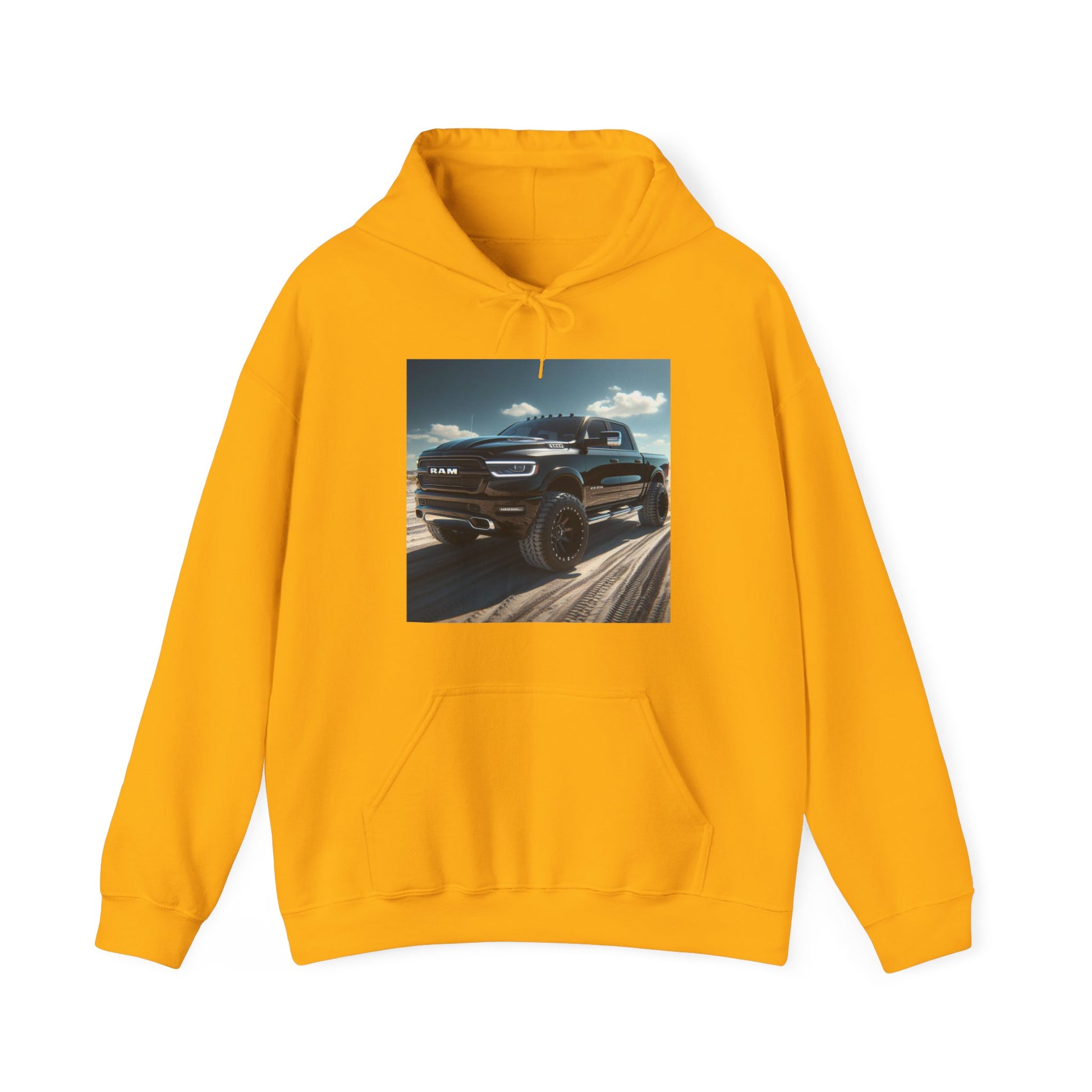 Black Dodge Ram Hoodie Hoodie Printify Gold S