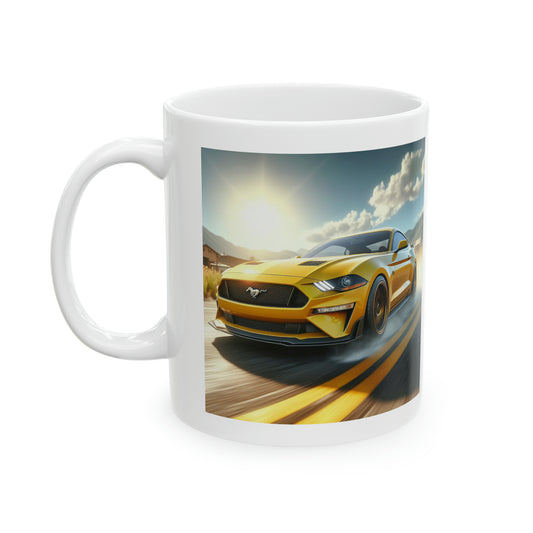 Yellow Mustang Mug Mug Printify 11oz