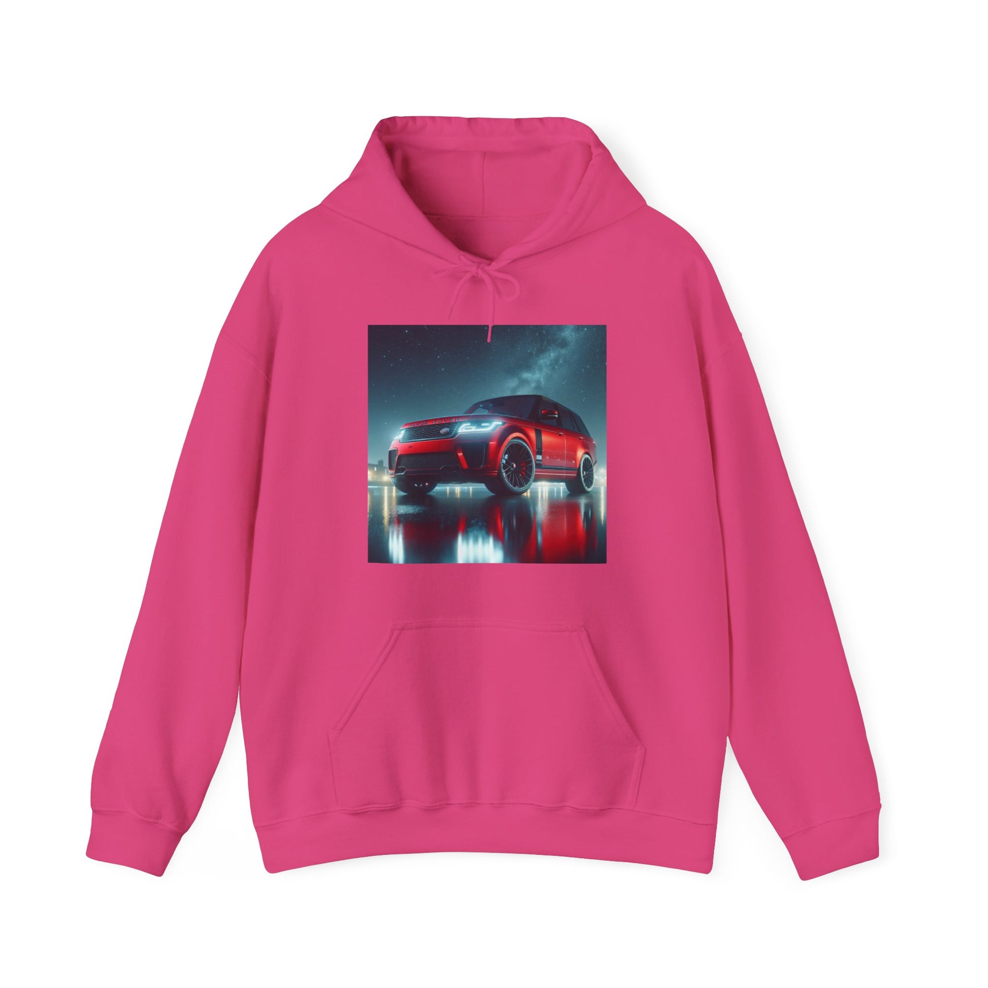 Red Range Rover Hoodie Hoodie Printify Heliconia S