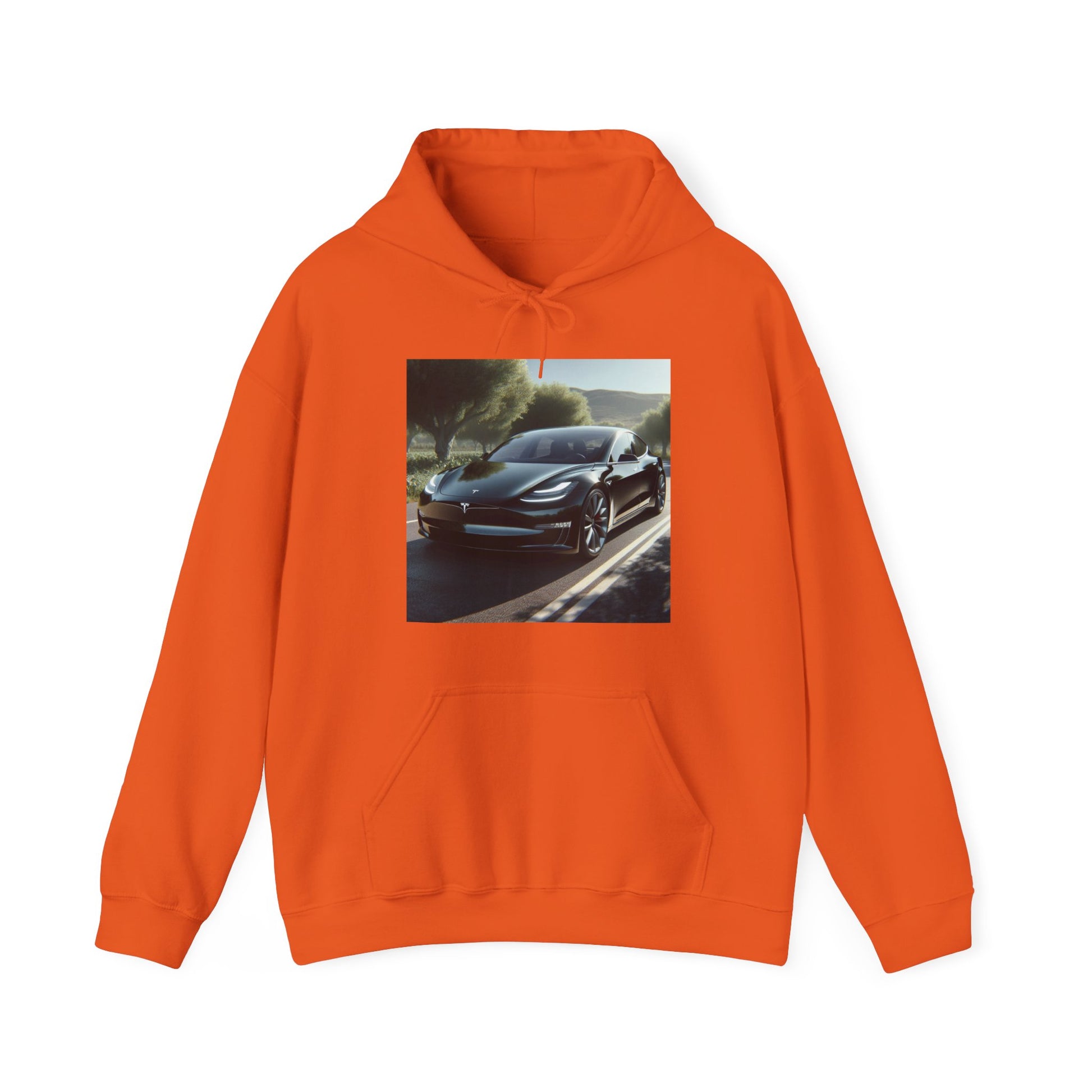 Black Tesla Hoodie Hoodie Printify Orange S