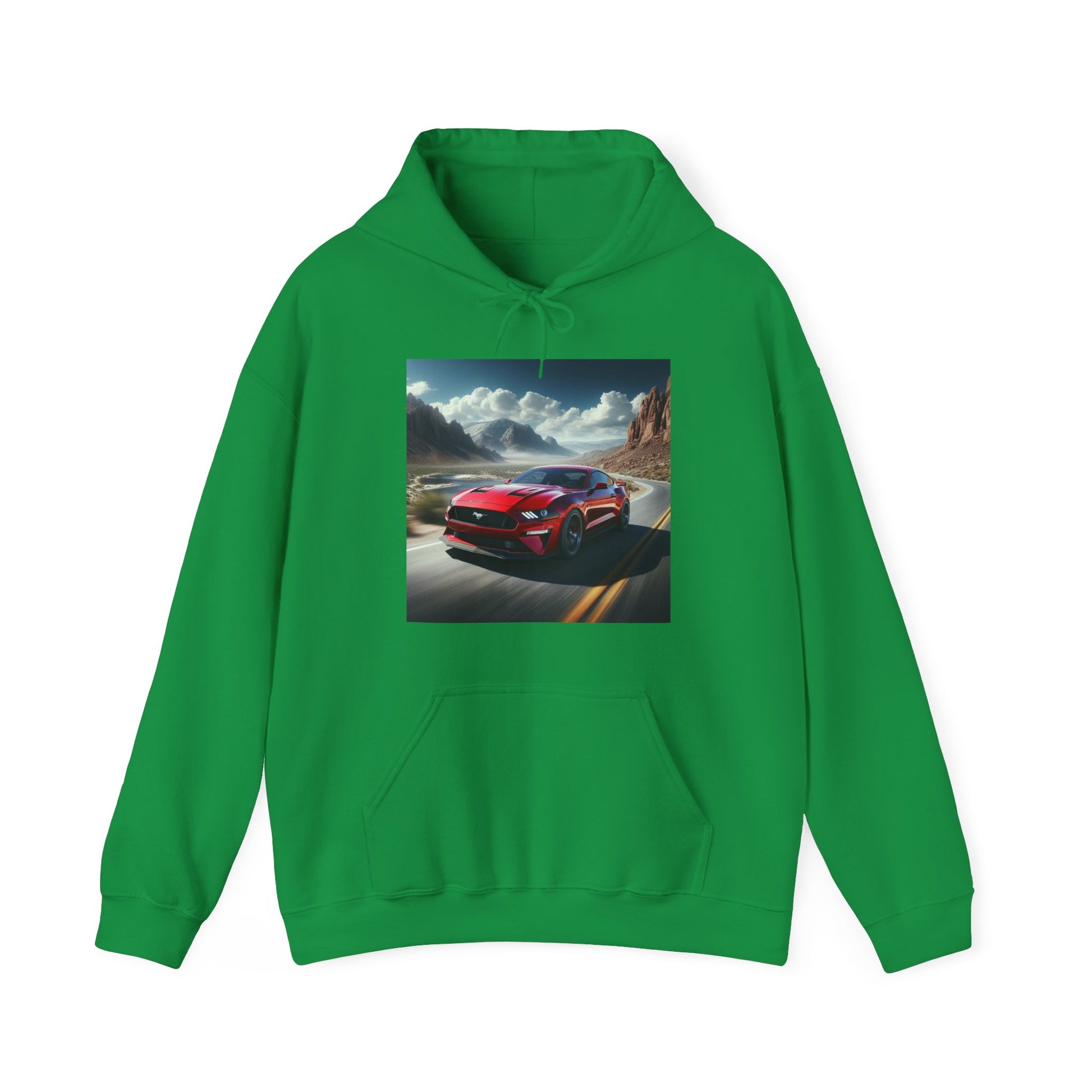 Red Mustang Hoodie Hoodie Printify Irish Green S