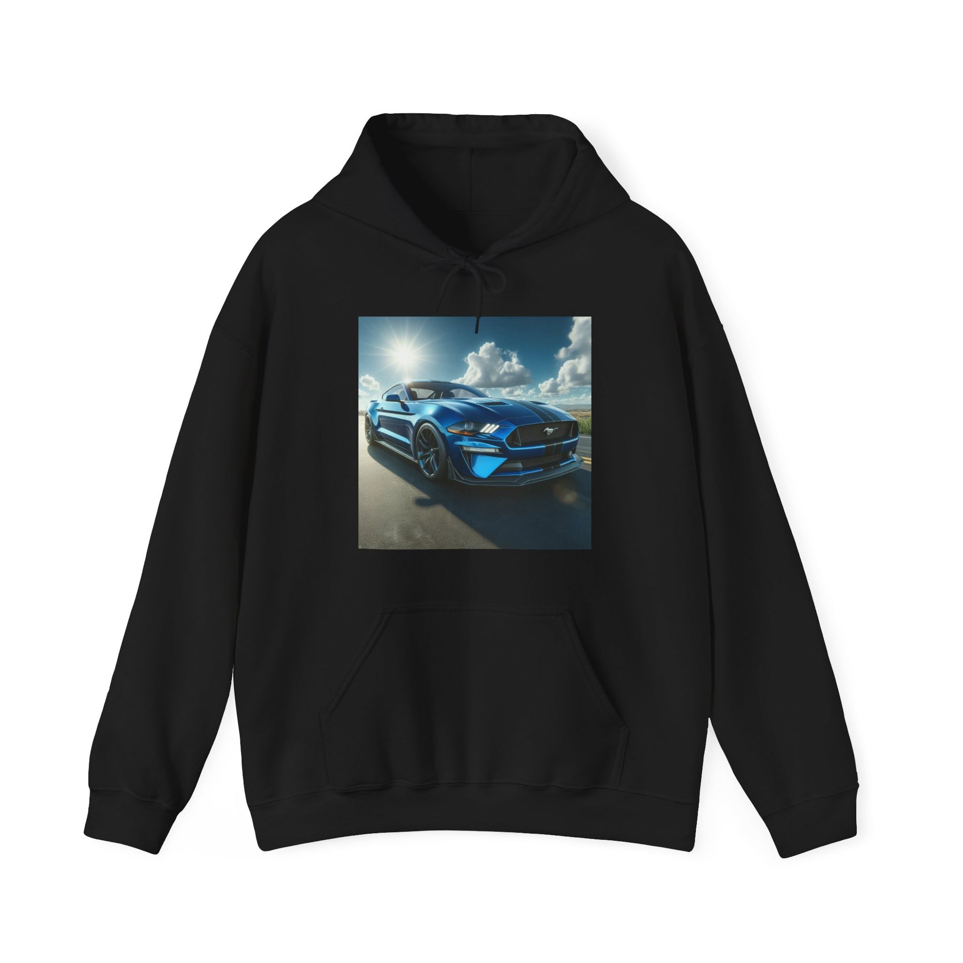 Blue Mustang Hoodie Hoodie Printify Black S