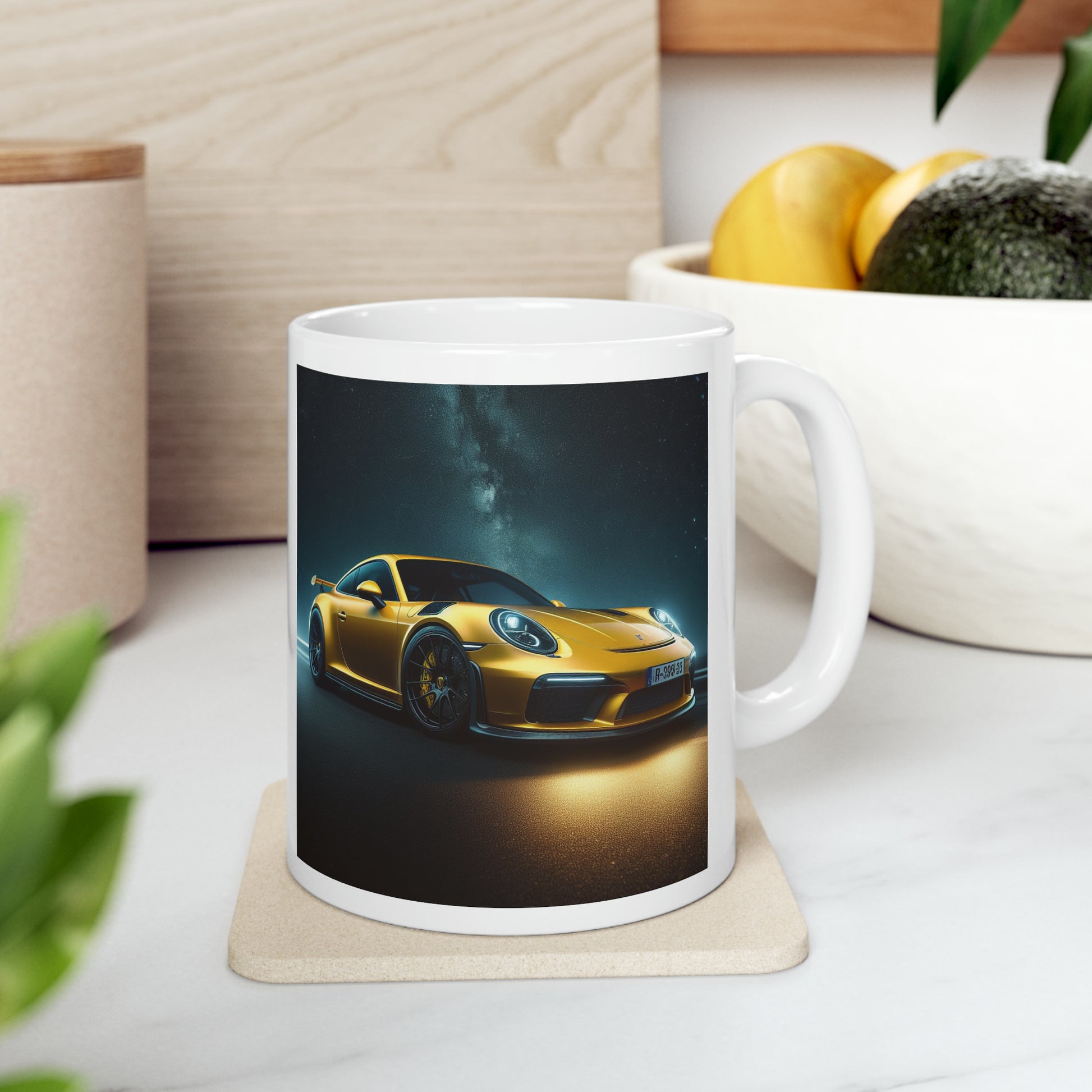 Yellow Porsche Mug Mug Printify