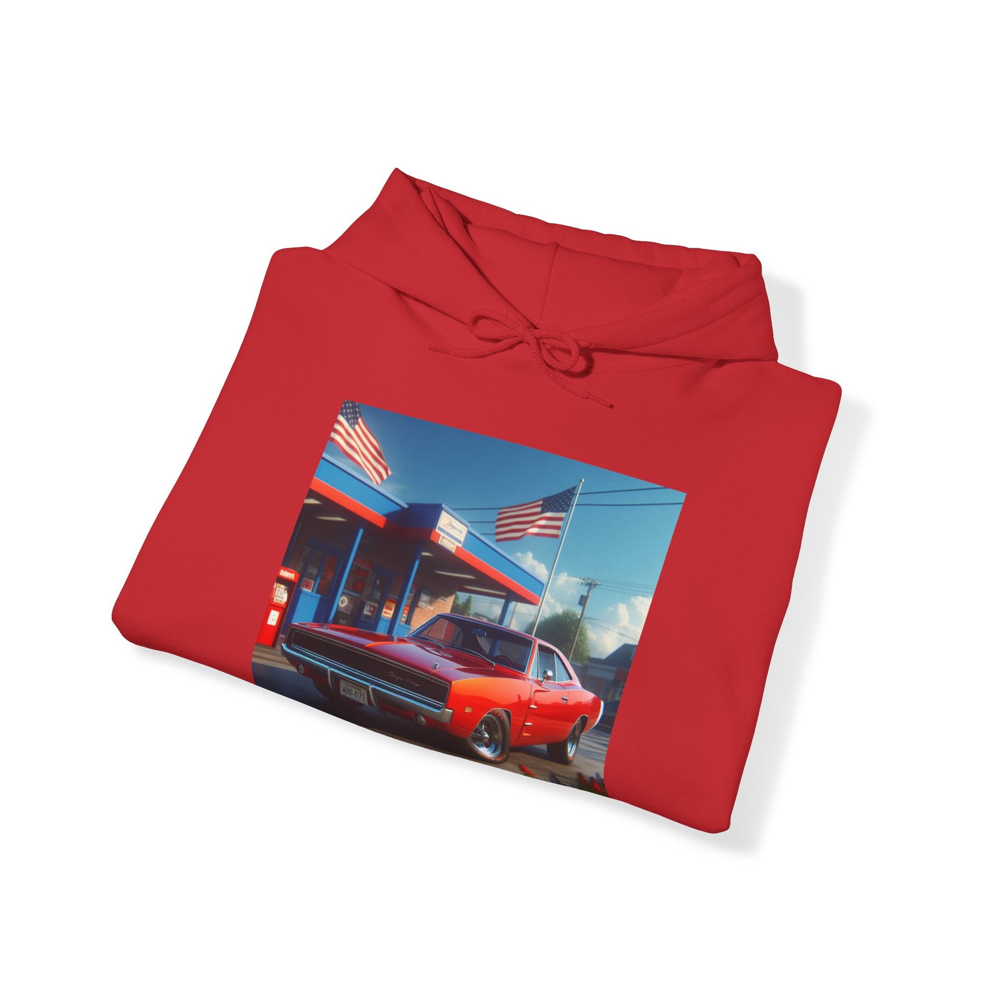 1970 Red Dodge Charger Hoodie Hoodie Printify