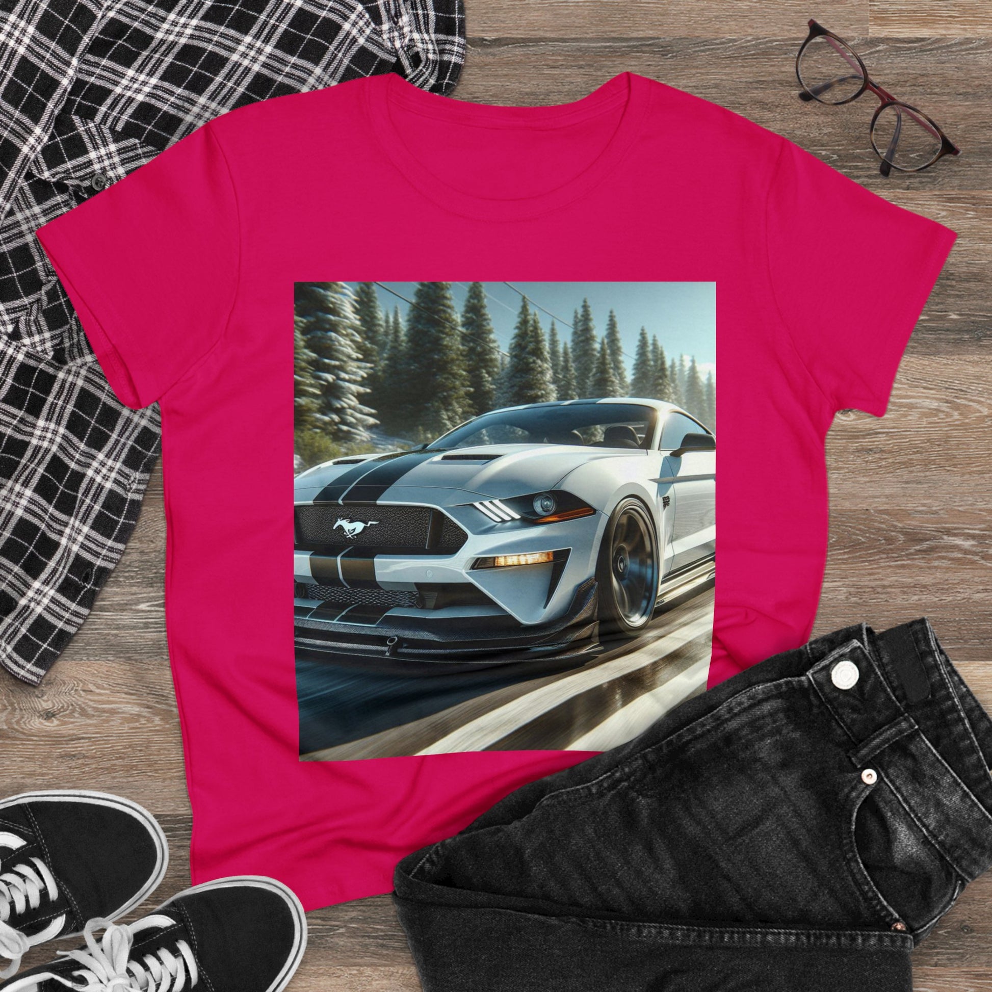 White Mustang T-Shirt T-Shirt Printify