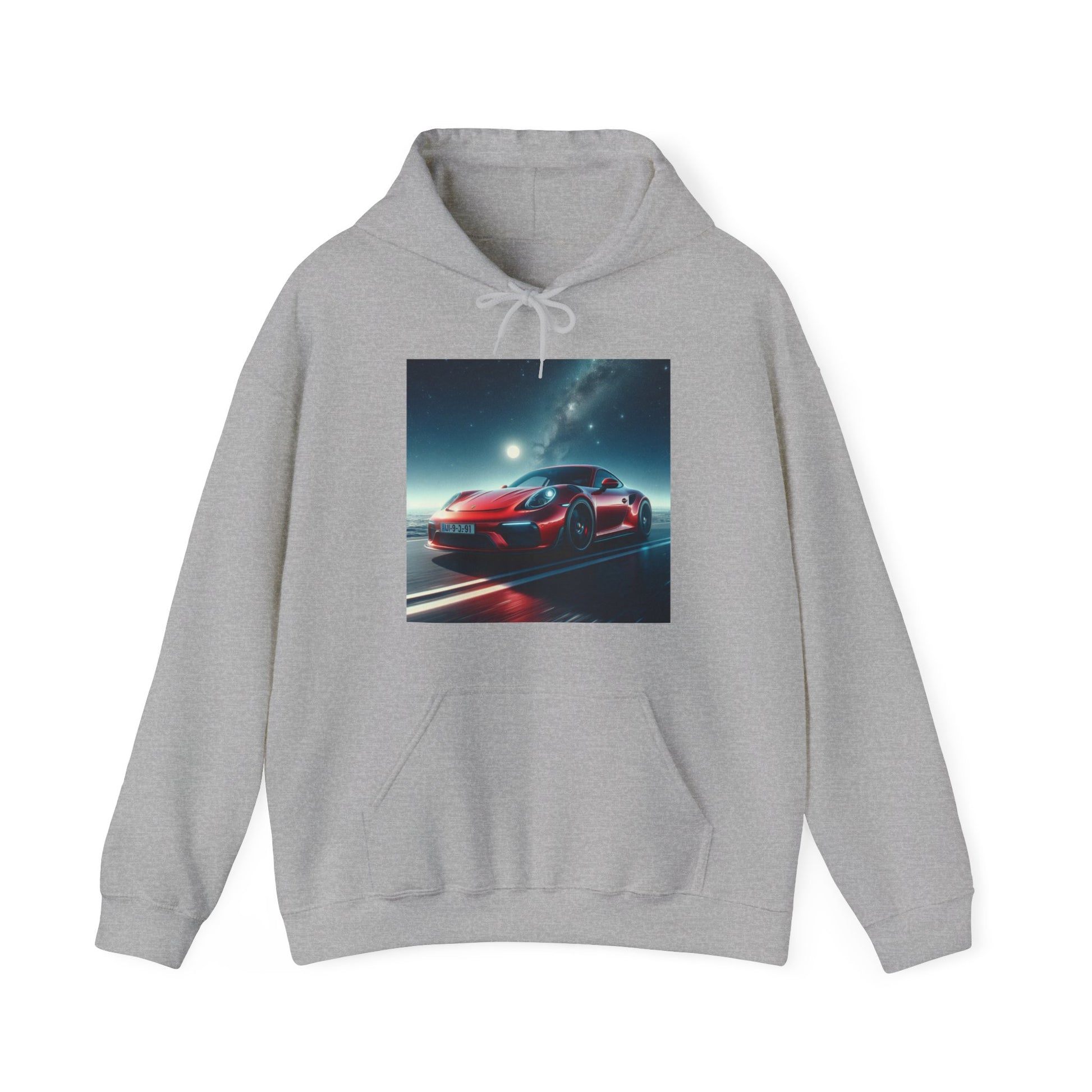 Red Porsche Hoodie Hoodie Printify Sport Grey S