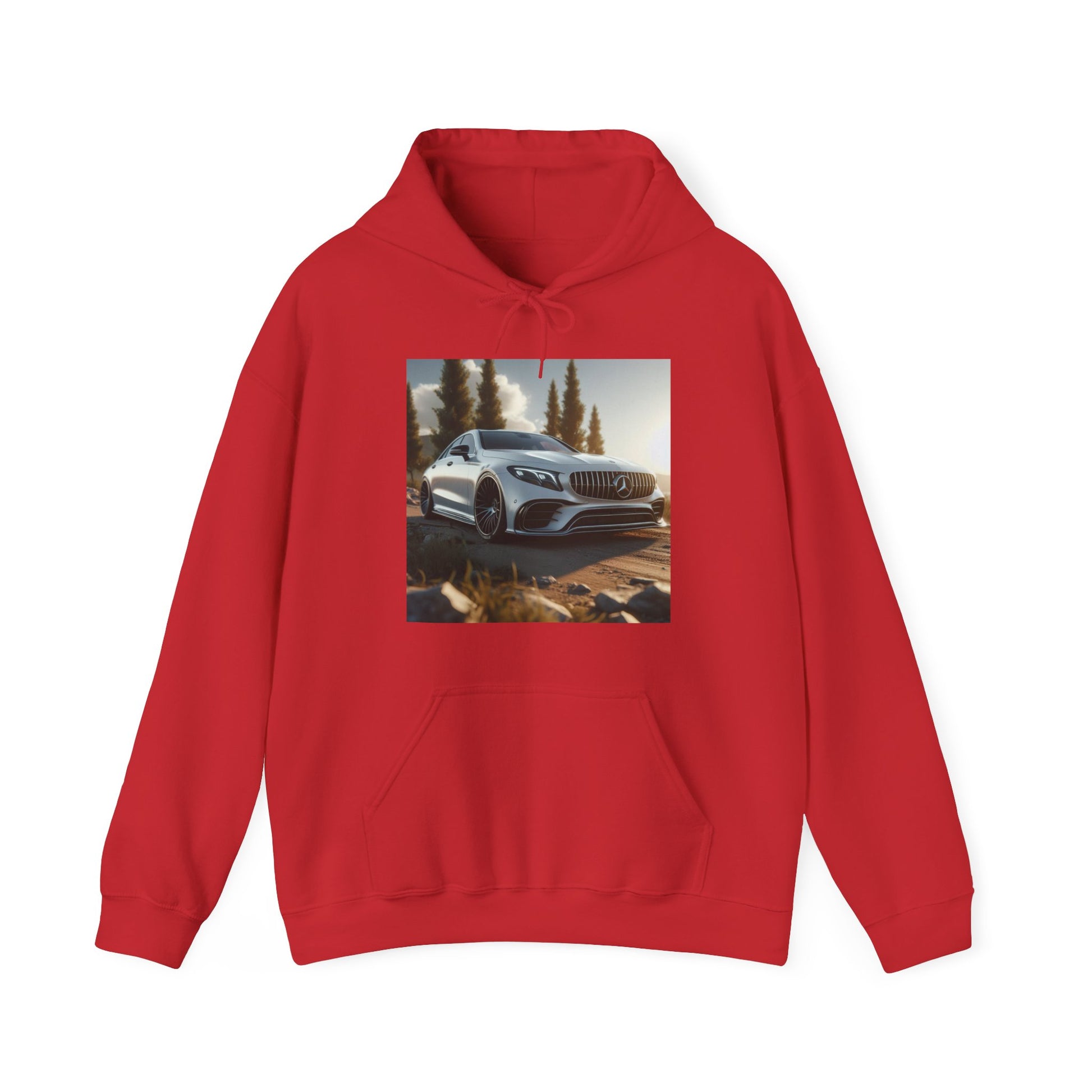 White Mercedes Hoodie Hoodie Printify Red S