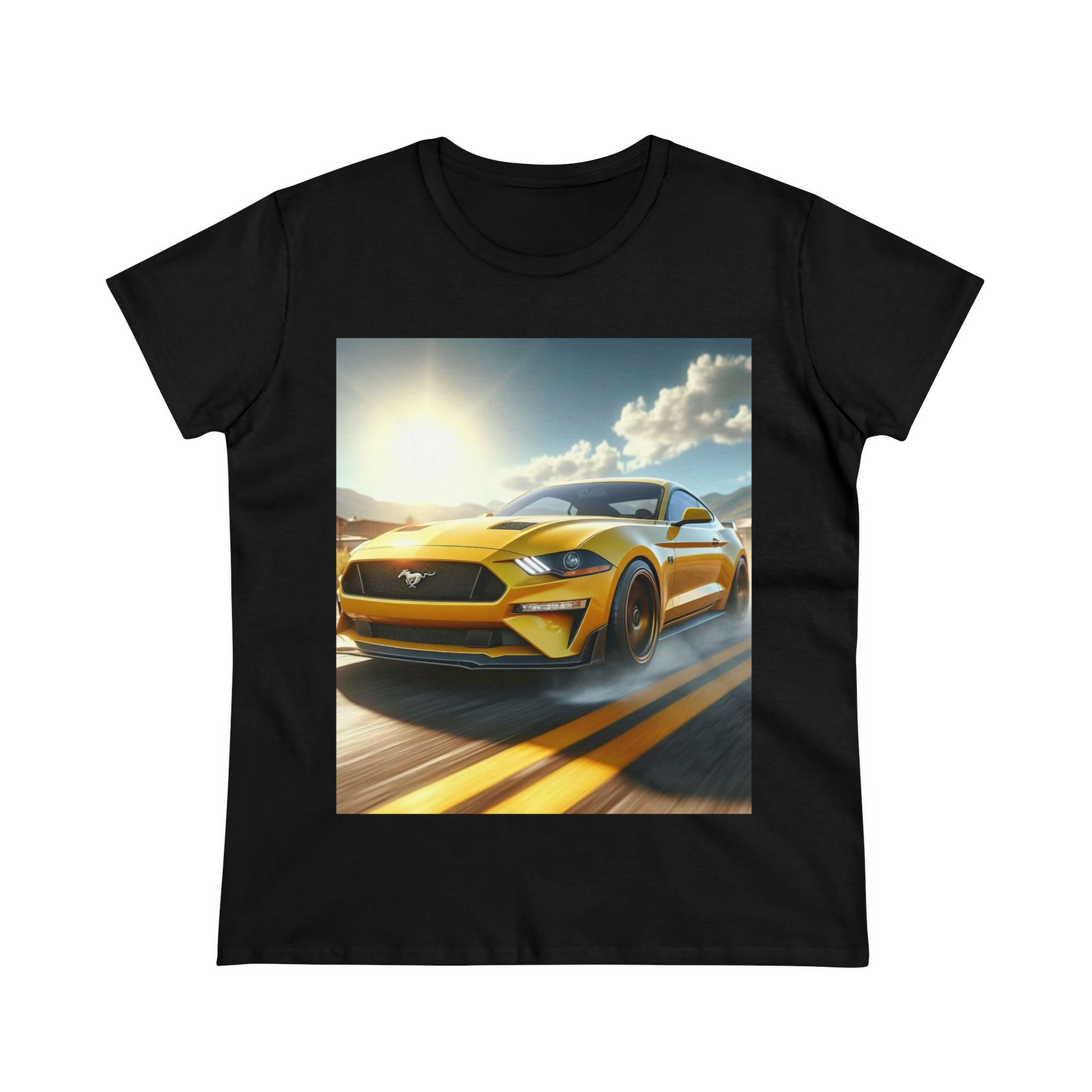 Yellow Mustang T-Shirt T-Shirt Printify Black S