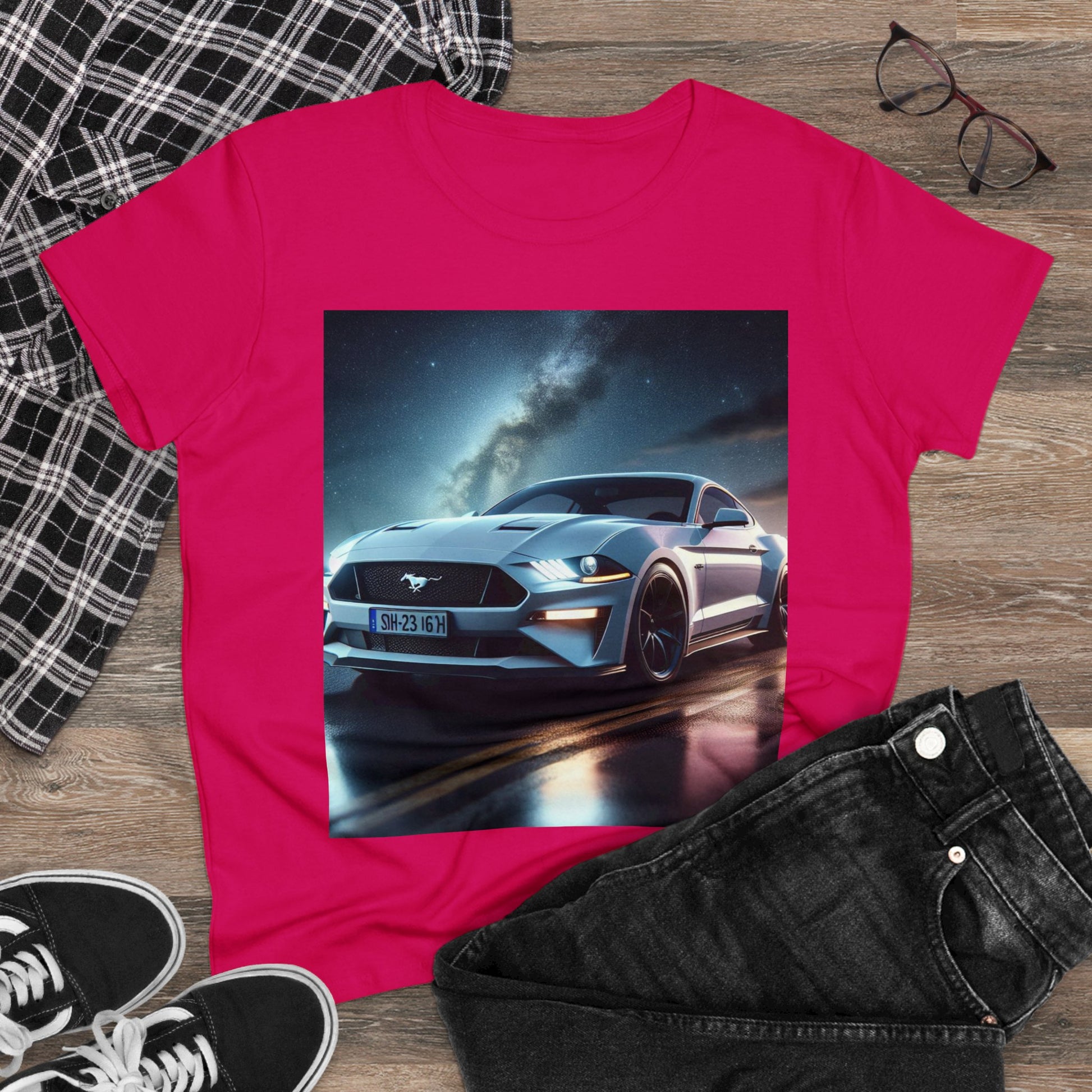 White Mustang T-Shirt T-Shirt Printify