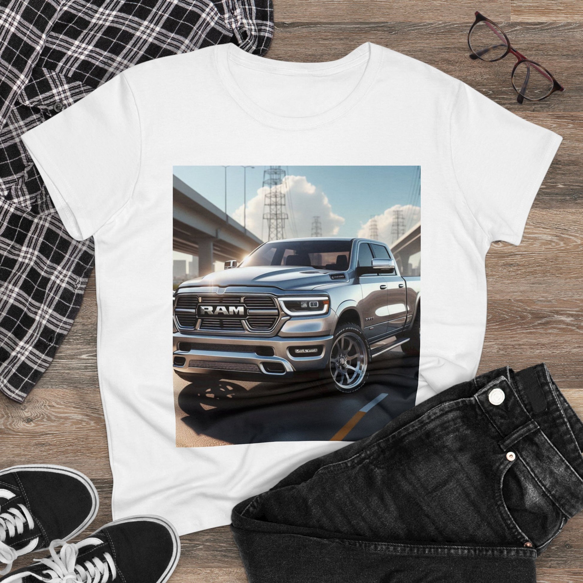 Silver Dodge Ram T-Shirt T-Shirt Printify