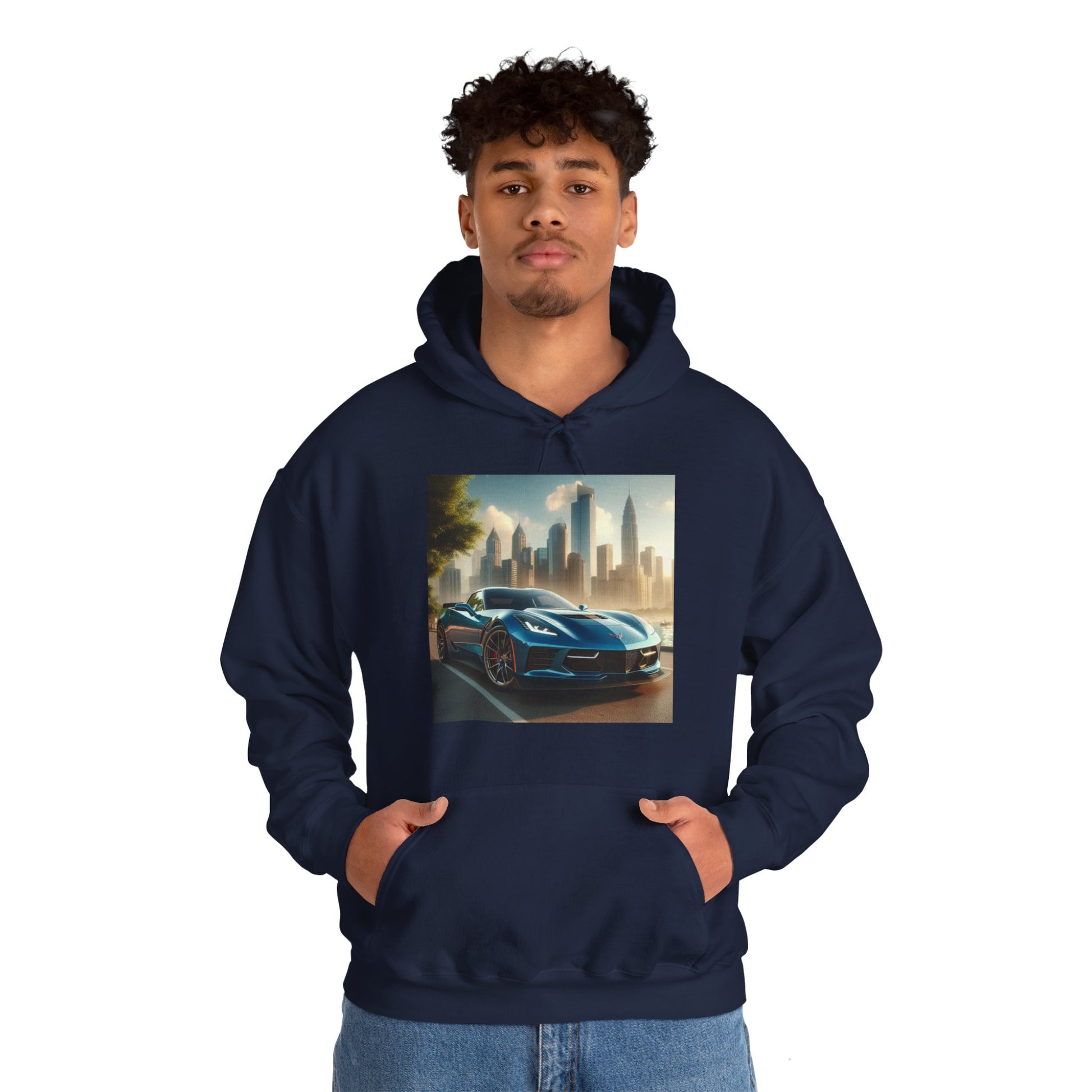 Blue Corvette Hoodie Hoodie Printify