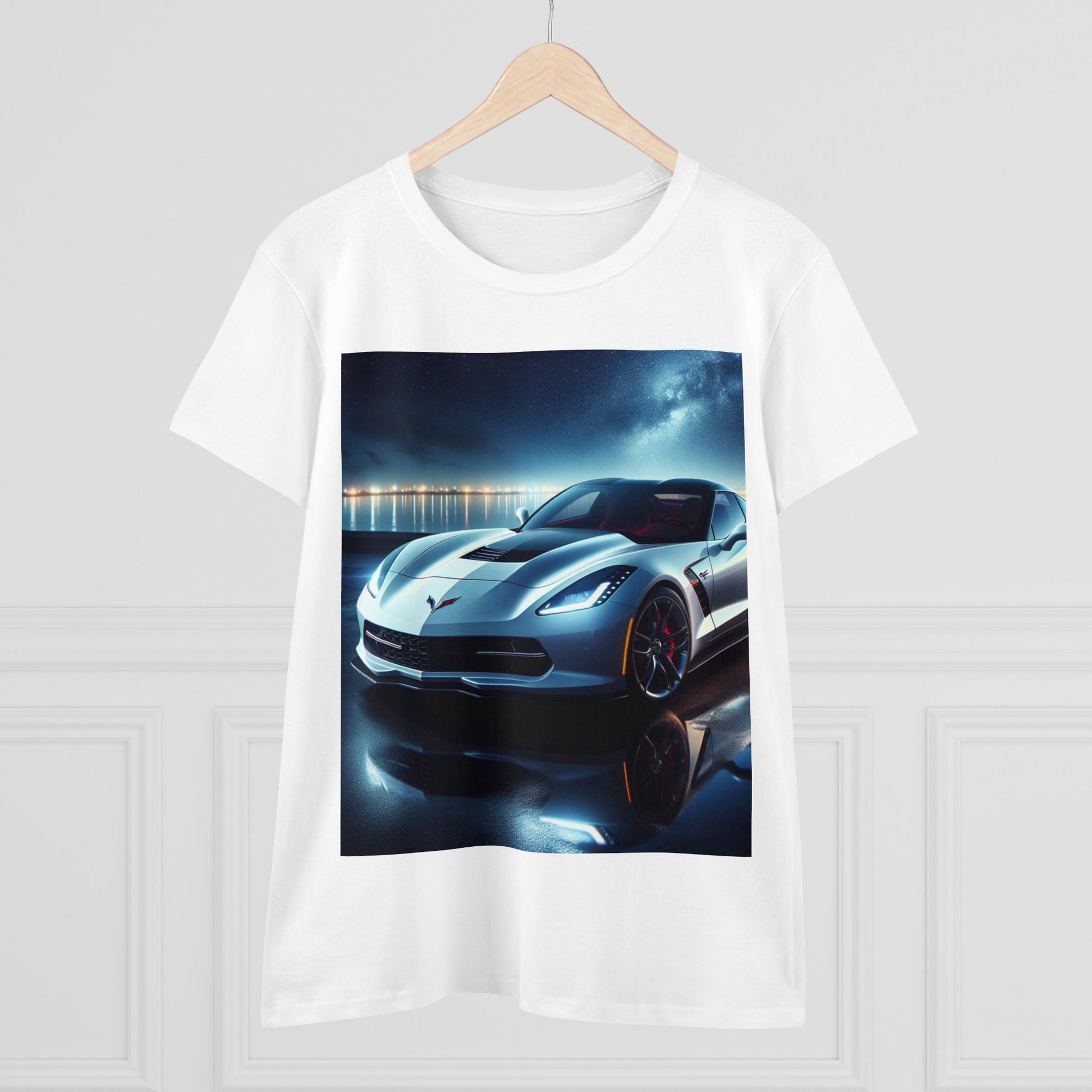 White Corvette T-Shirt T-Shirt Printify