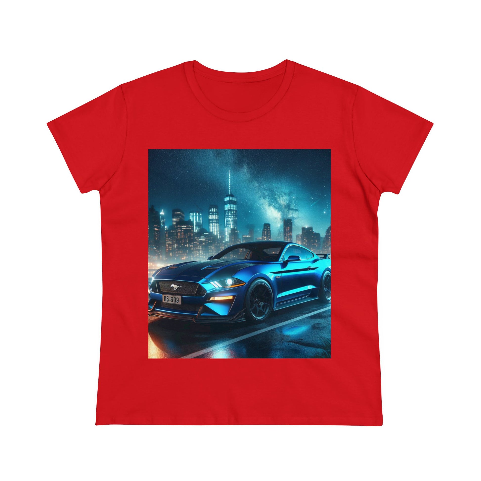 Blue Mustang T-Shirt T-Shirt Printify Red S