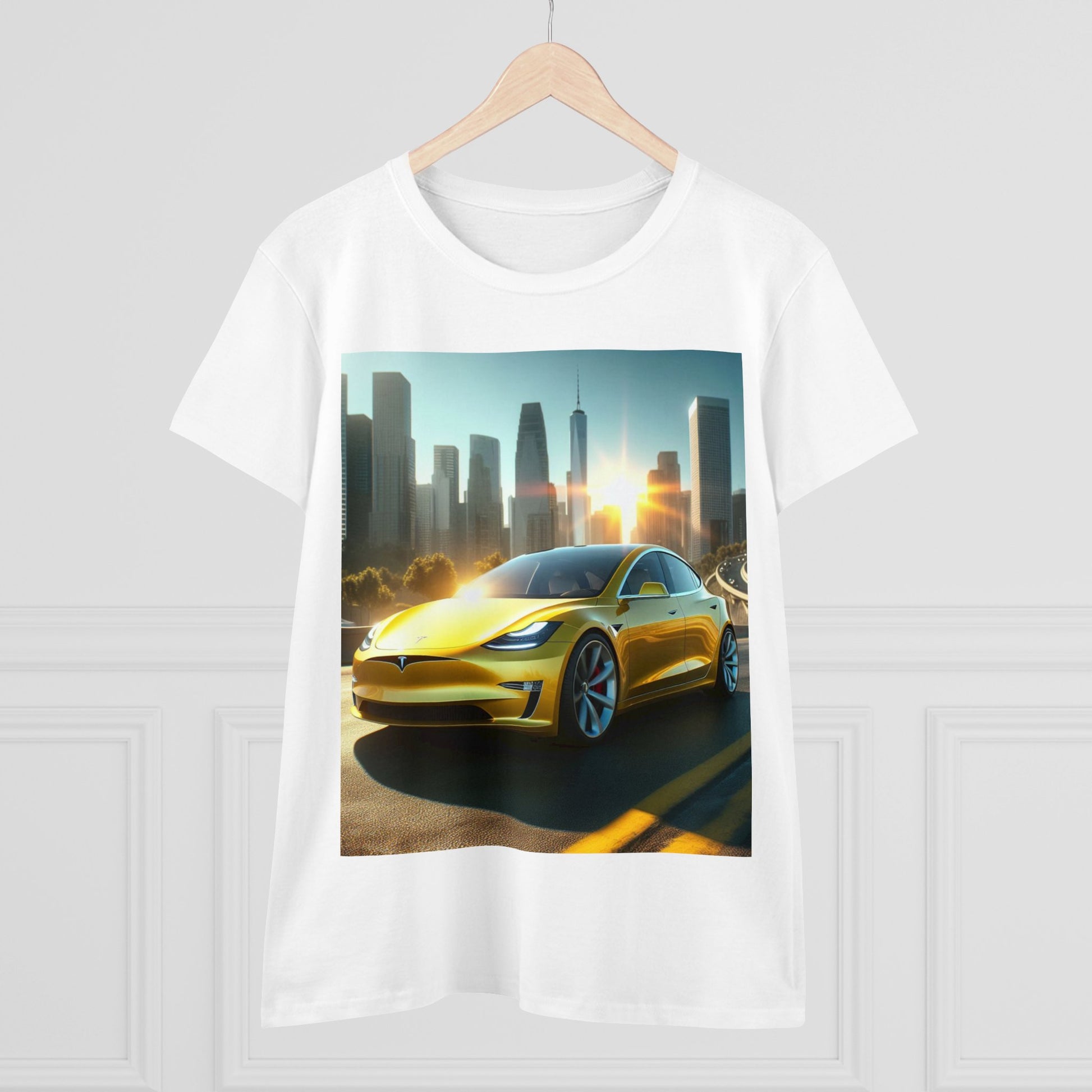 Yellow Tesla T-Shirt T-Shirt Printify