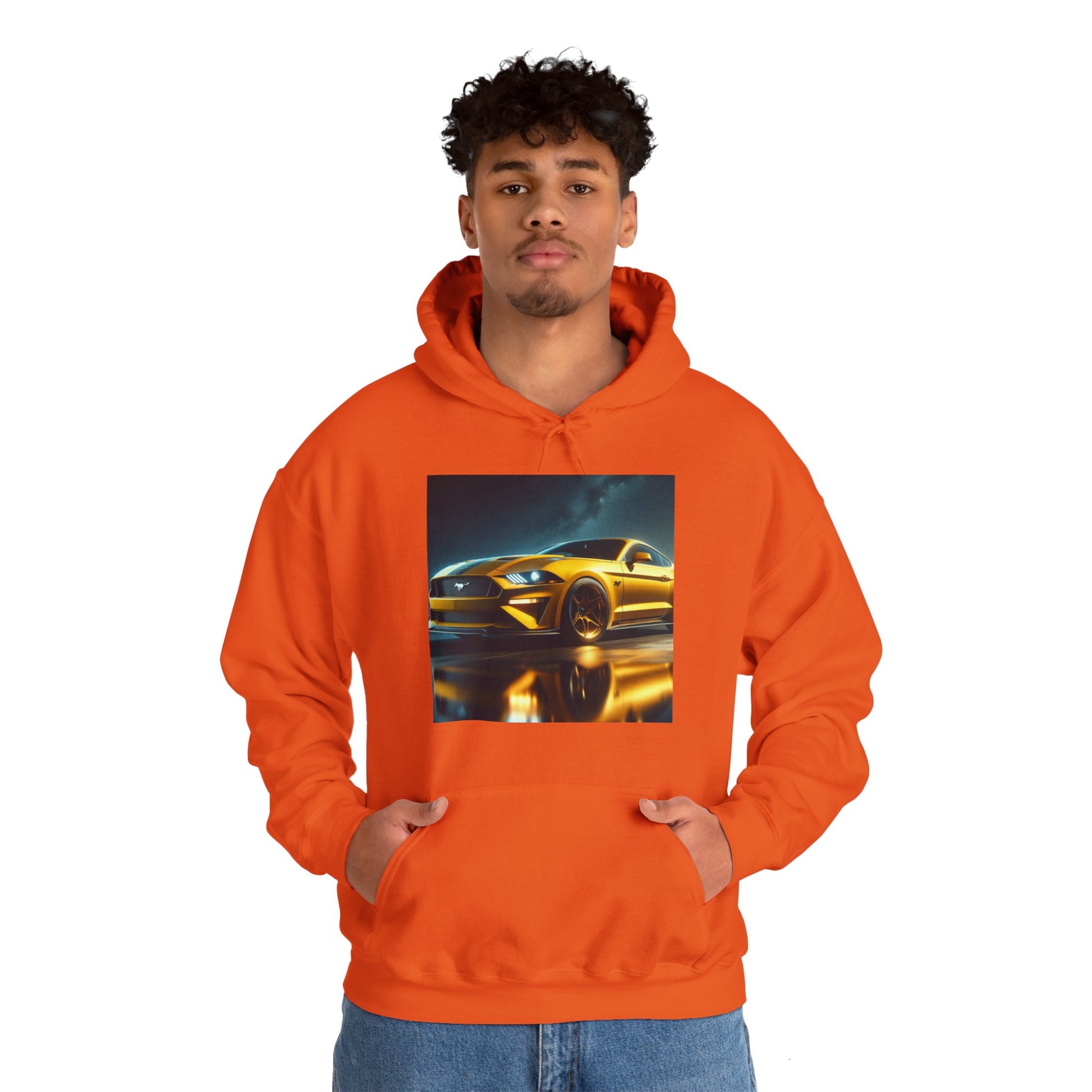 Yellow Mustang Hoodie Hoodie Printify